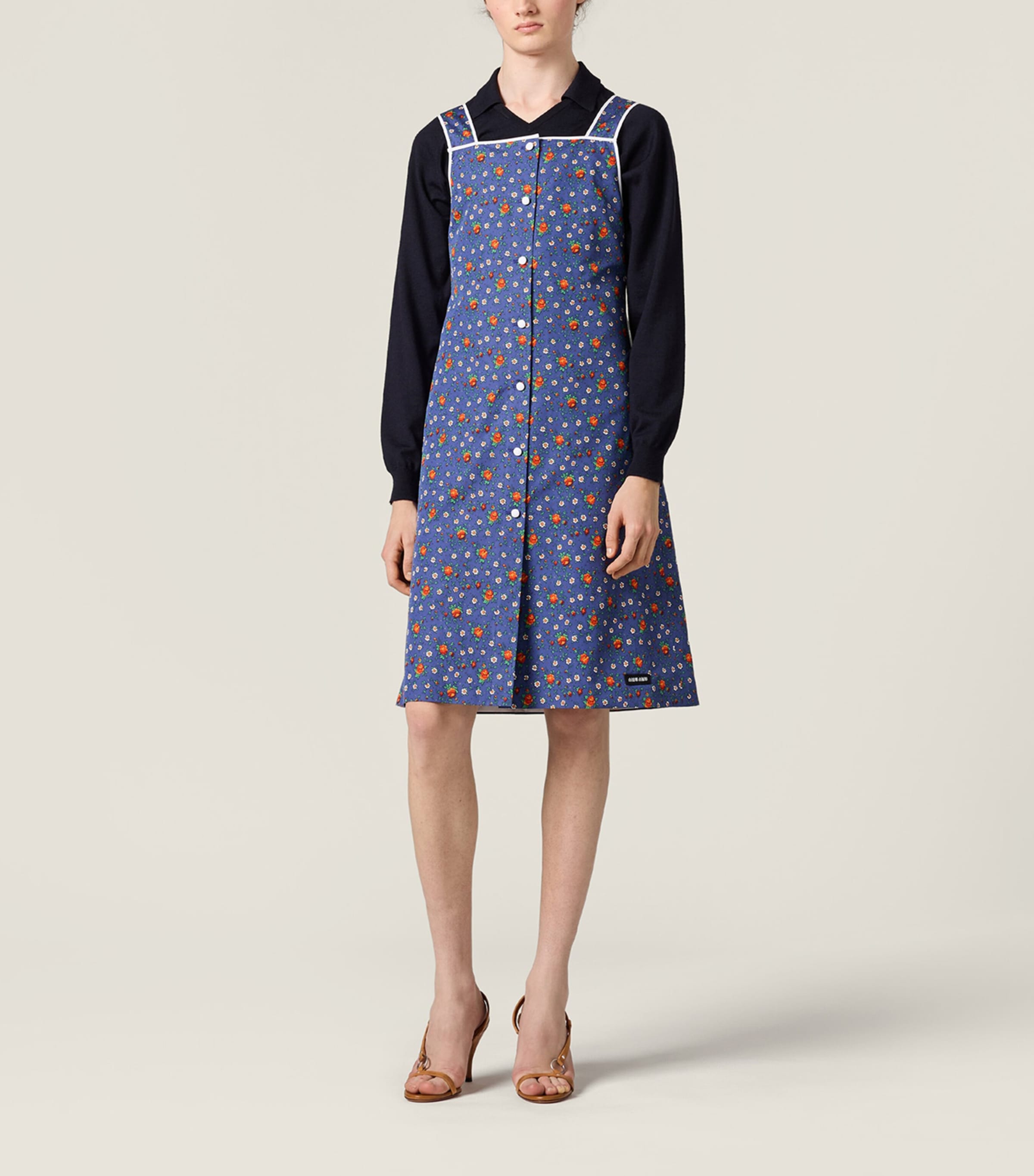 Miu Miu Womens Cotton Poplin Floral Mini Dress Image 2