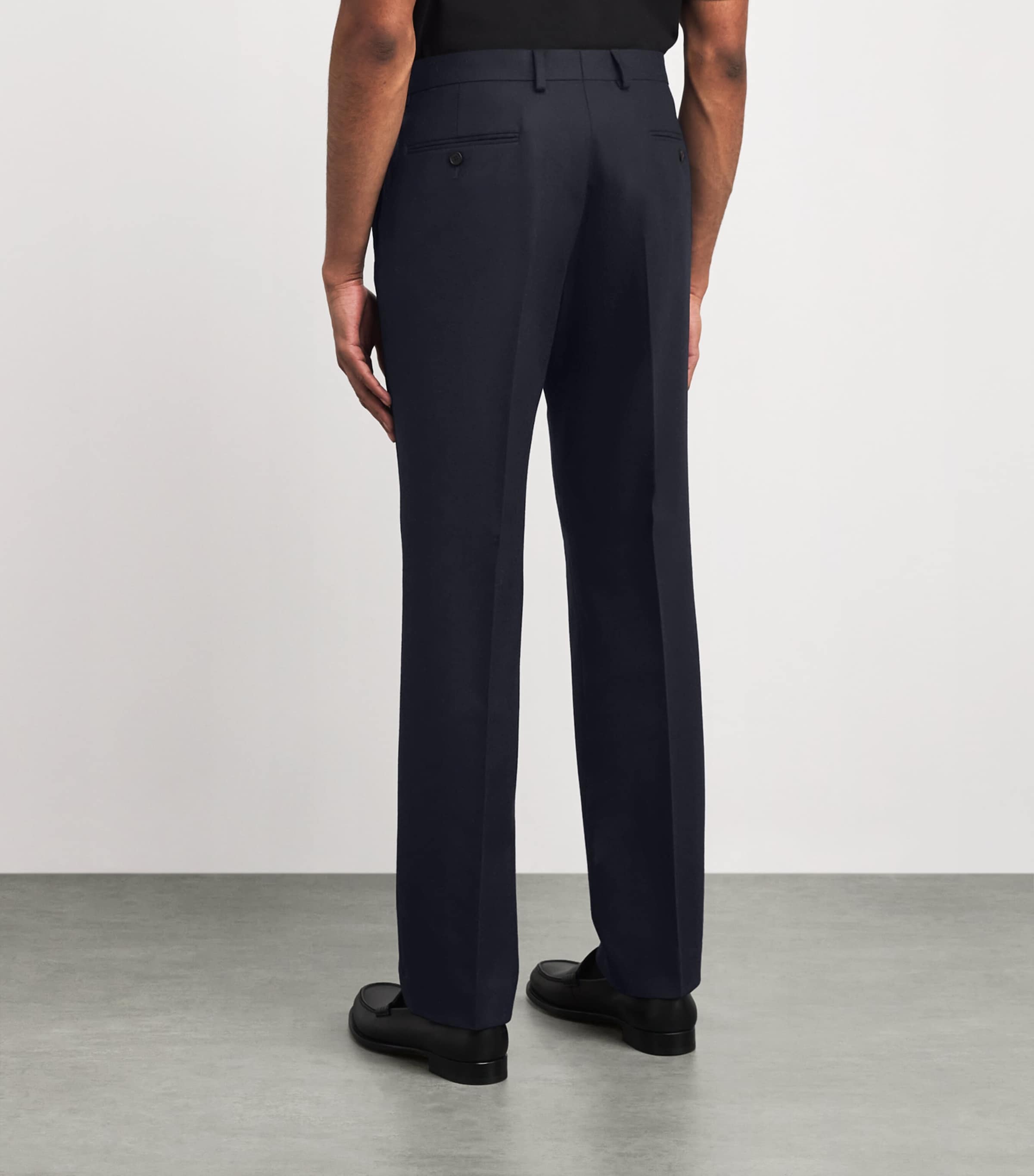 Virgin Wool Tailored Trousers NAVY BLUE Image 4