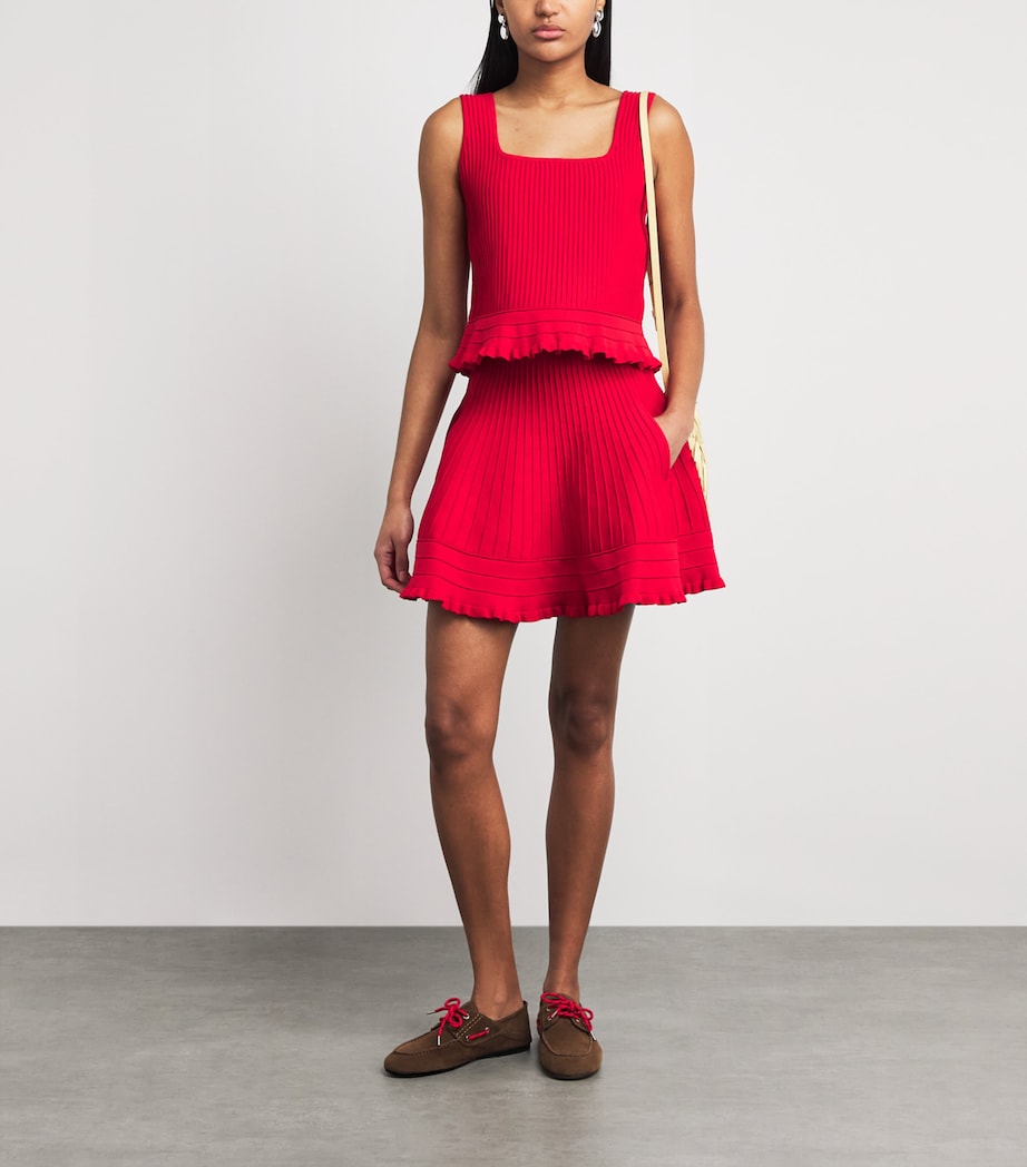 Maje Womens Knitted Mini Skirt Red Image 2