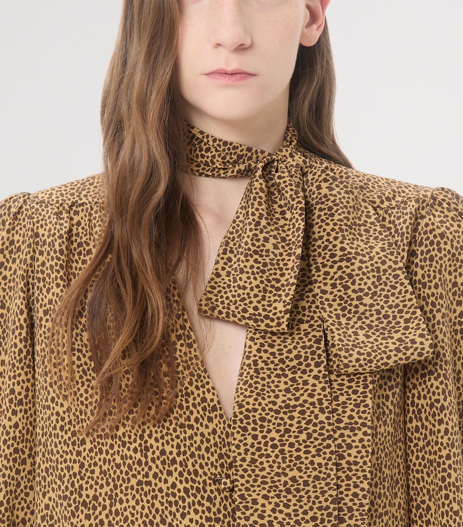 Valentino Womens Silk Cheetah-Print Shirt Image 7
