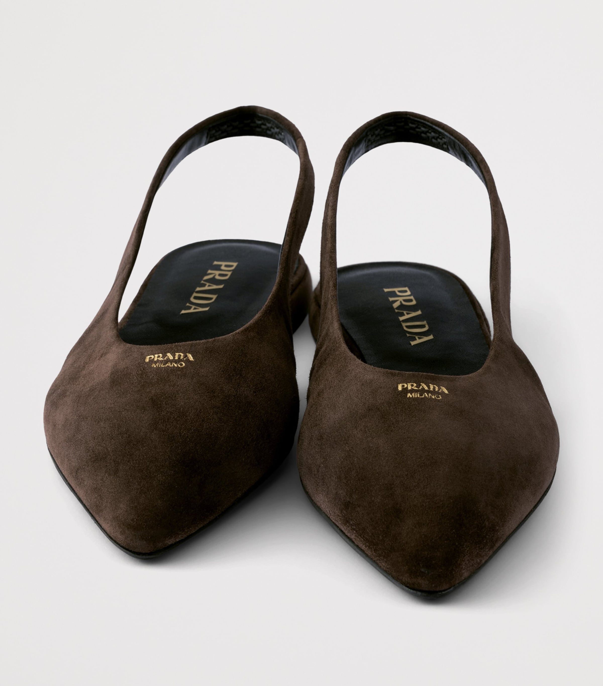 Prada Womens Suede Slingback Flats Brown Image 6