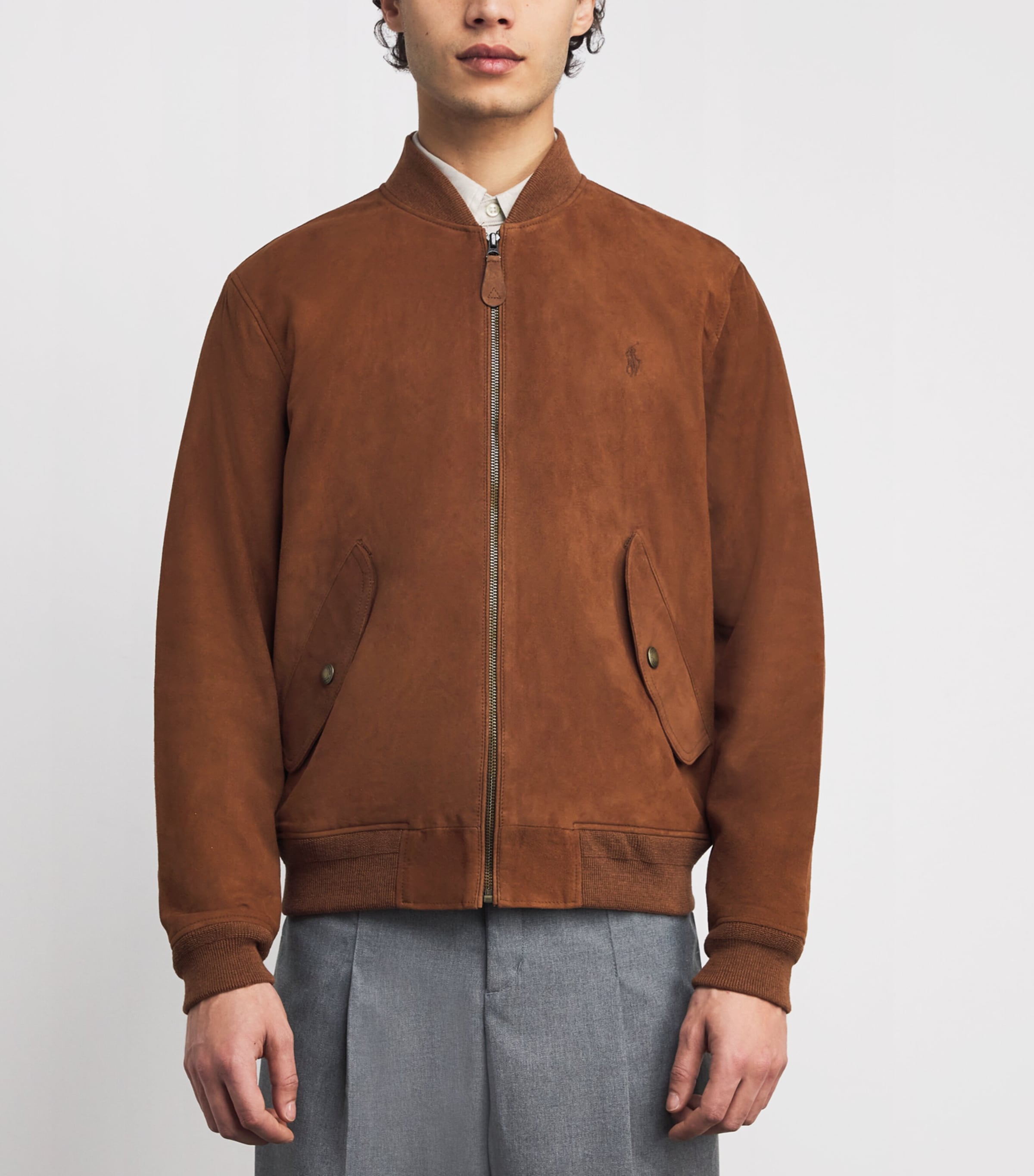 Suede Logo Bomber Jacket COUNTRY BROWN Image 3