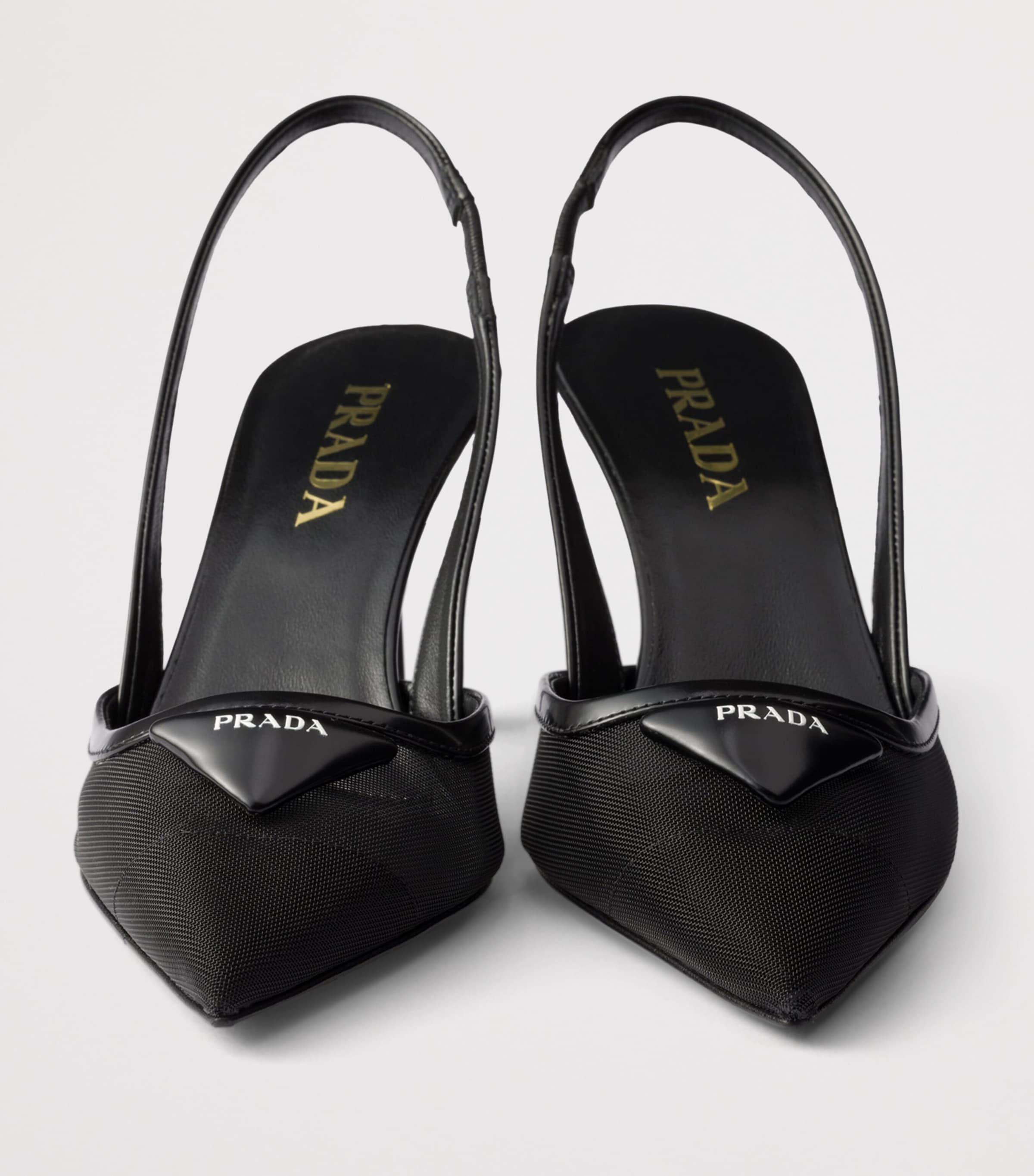 Prada Mesh Triangle Slingback Pumps 75 Black Image 5