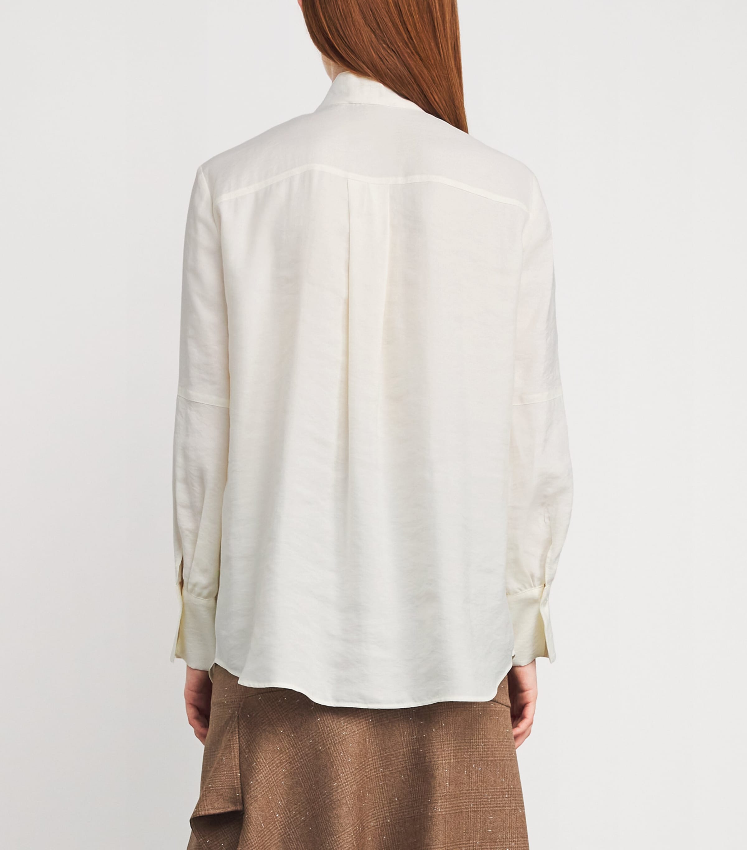 Tie-Neck Shirt WHITE Image 4