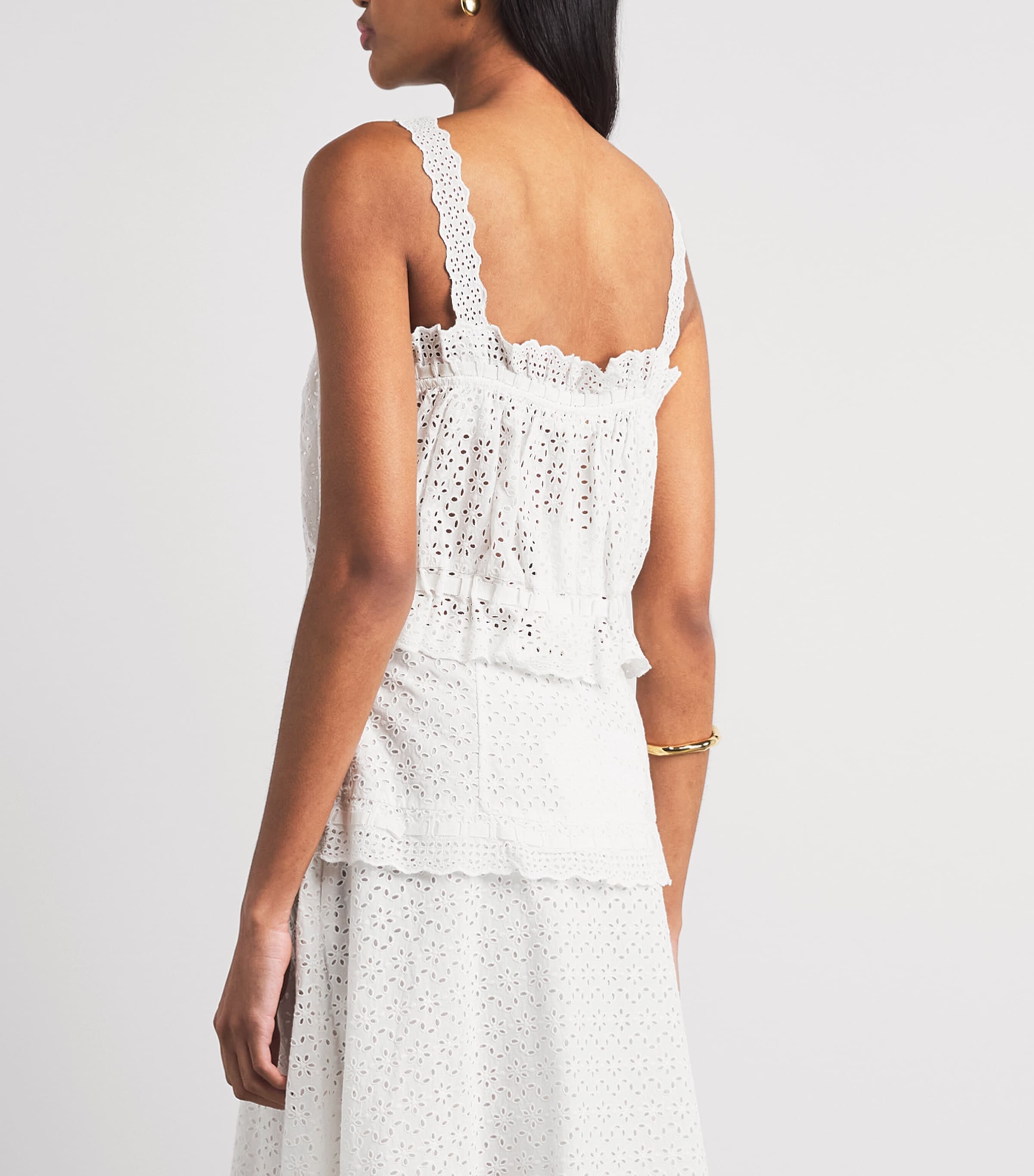 Ulla Johnson Womens Broderie Anglaise Isola Top Pristine Image 5