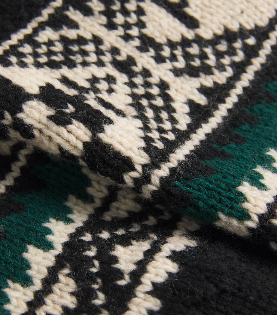 Wool-Blend Shawl-Collar Elk Sweater BLACK Image 5