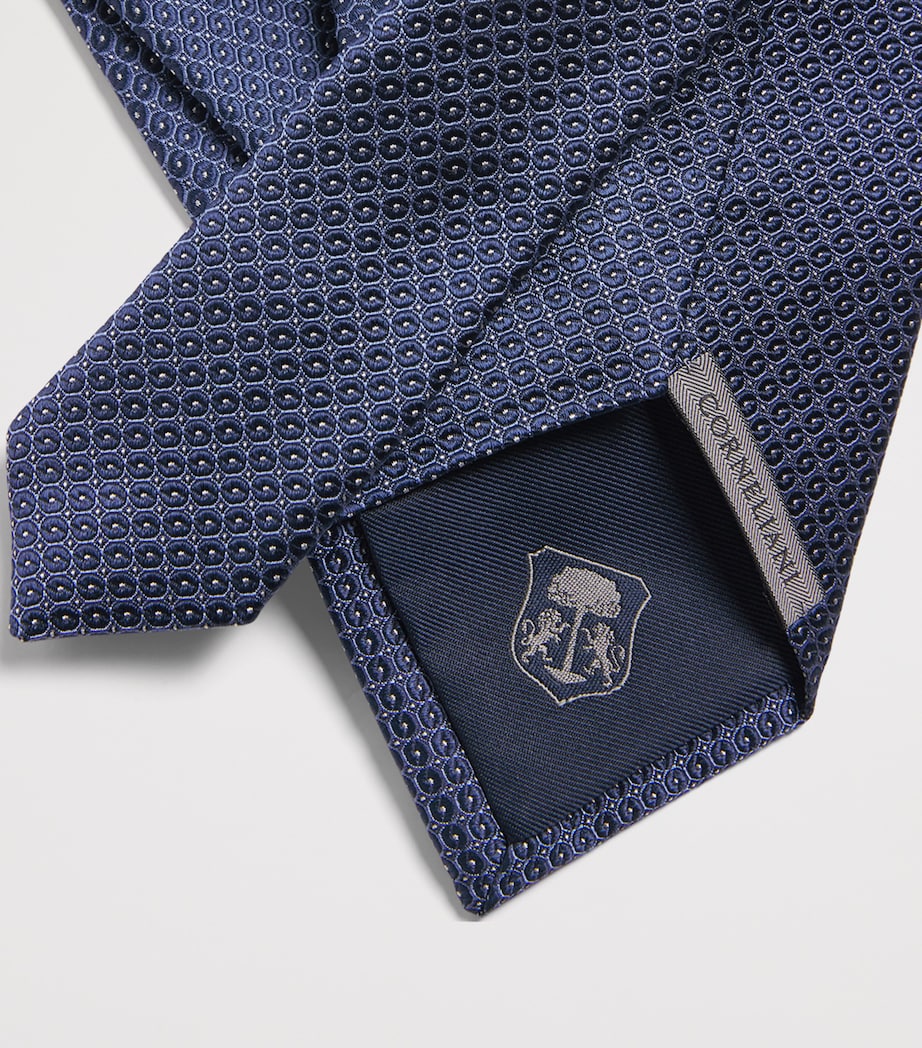 Silk Patterned Tie 001 NAVY BLUE Image 3