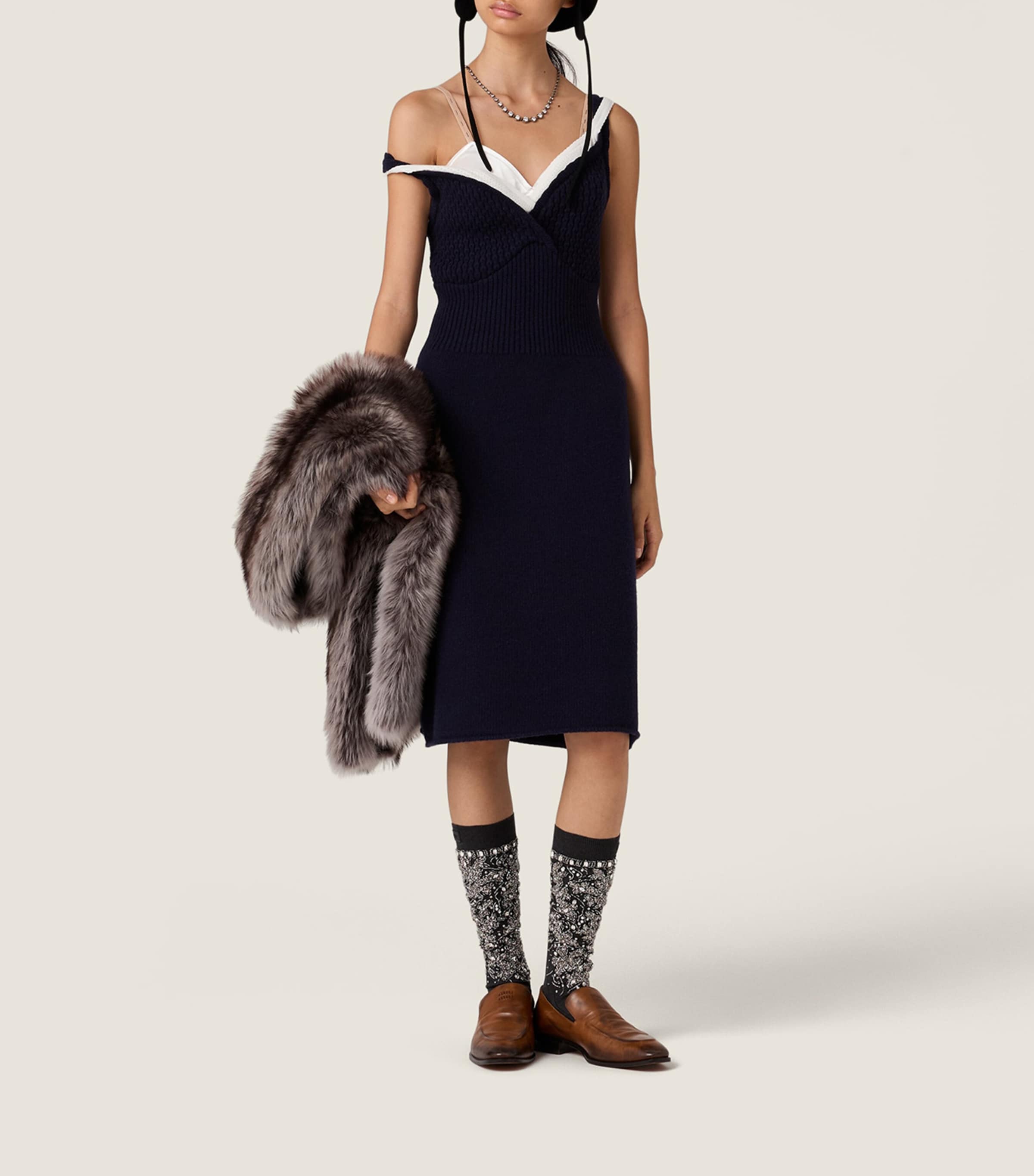 Wool Knit Midi Dress F0008 Image 2