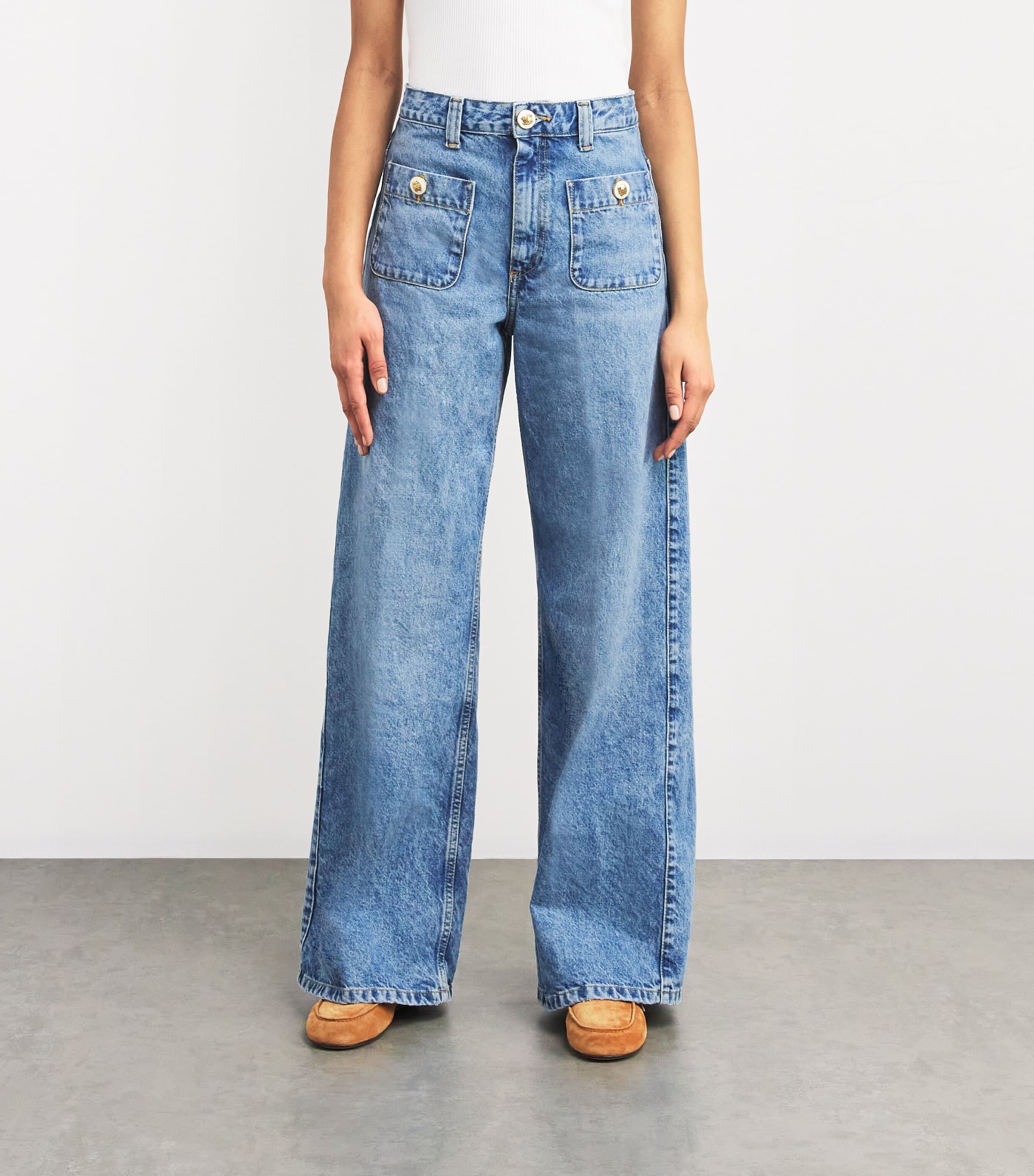 High-Waist Wide-Leg Jeans BLUE JEAN Image 3