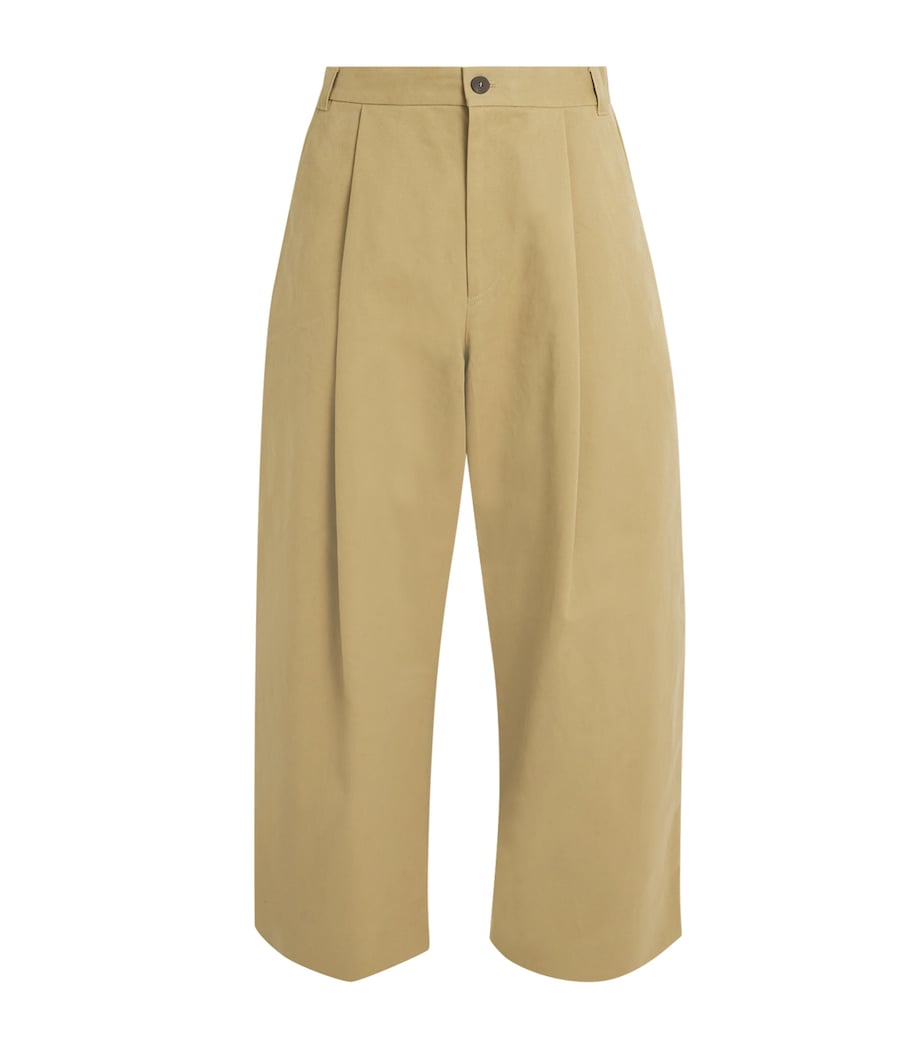 Cotton Pleated Sorte Trousers TAN Image 1
