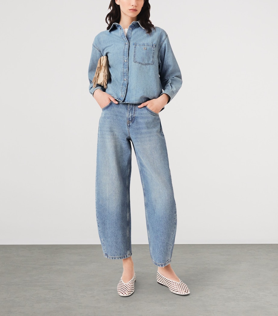 Maje Womens Denim Logo Shirt Blue Image 2