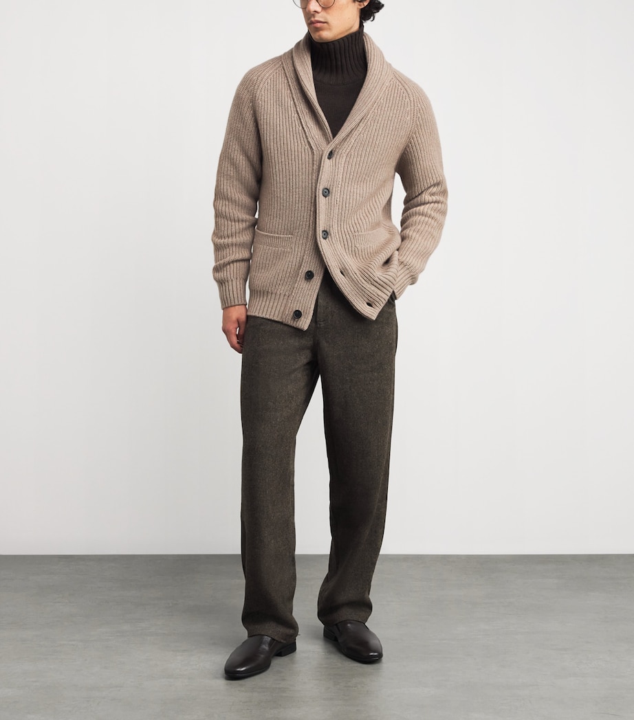 Cashmere Shawl-Collar Cardigan DARK NATURAL Image 2