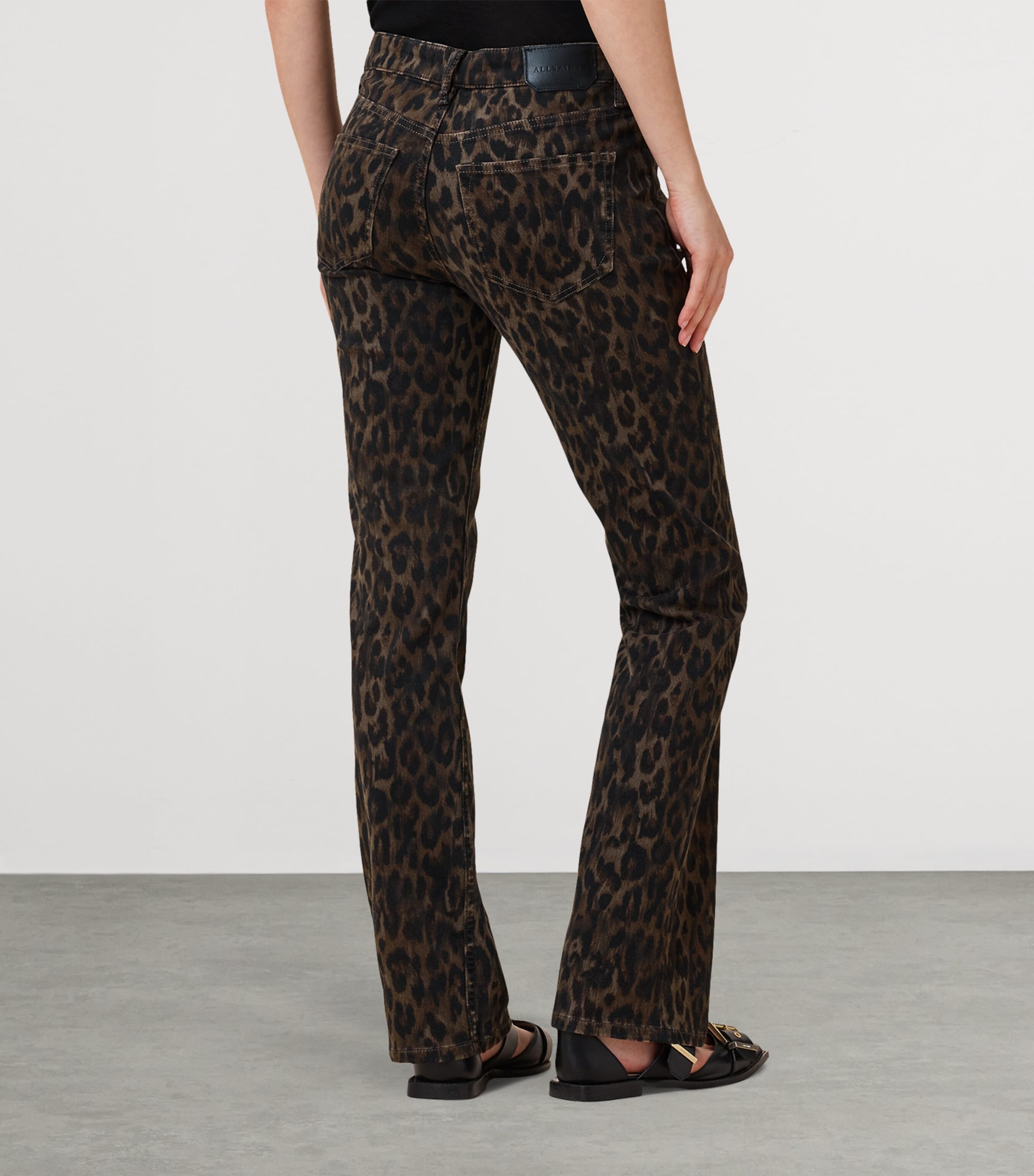 Leopard Print Haldan Slim Bootcut Jeans LEPPO BROWN Image 2