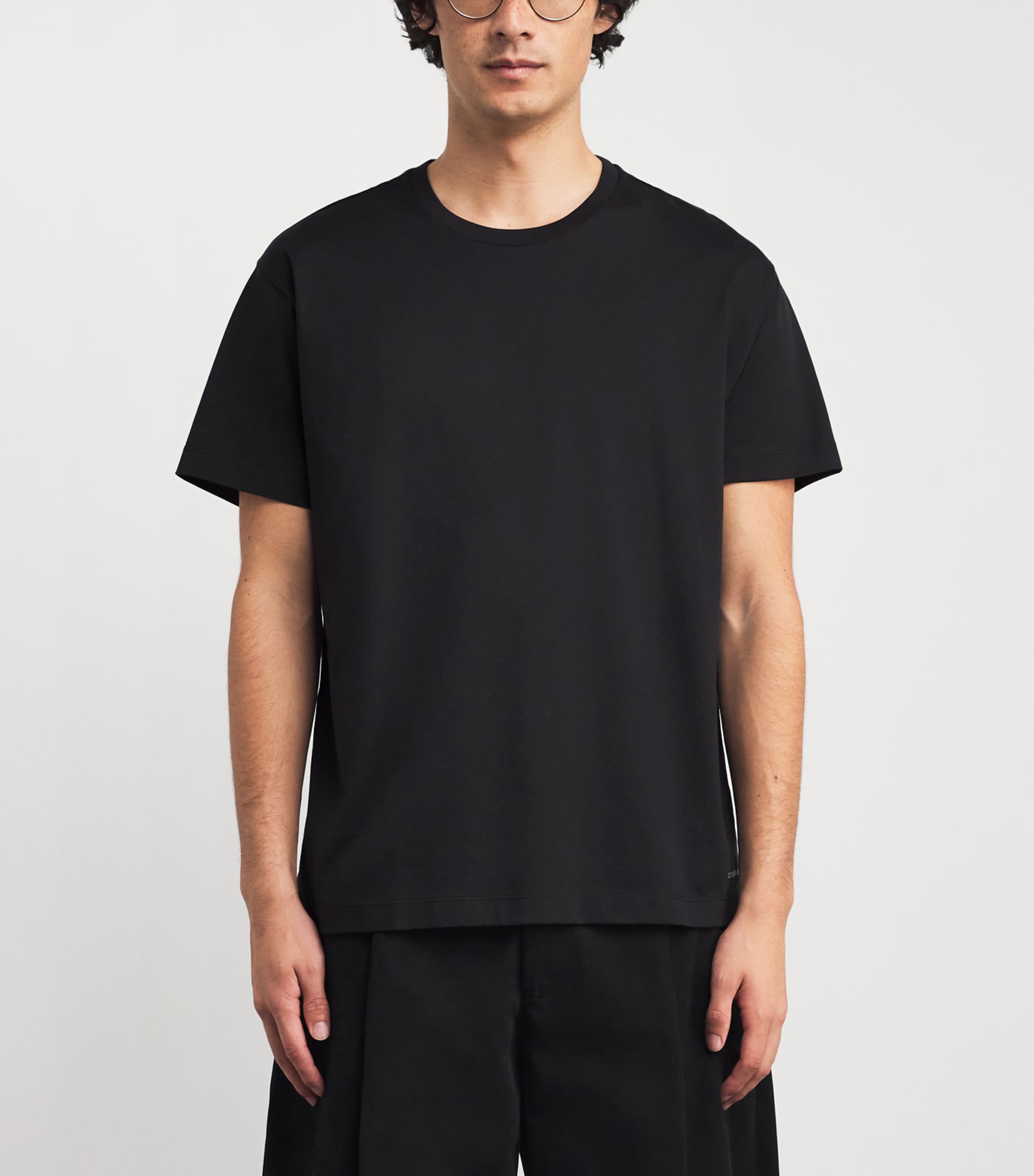 Cotton Crew-Neck T-Shirt 020 BLACK Image 3