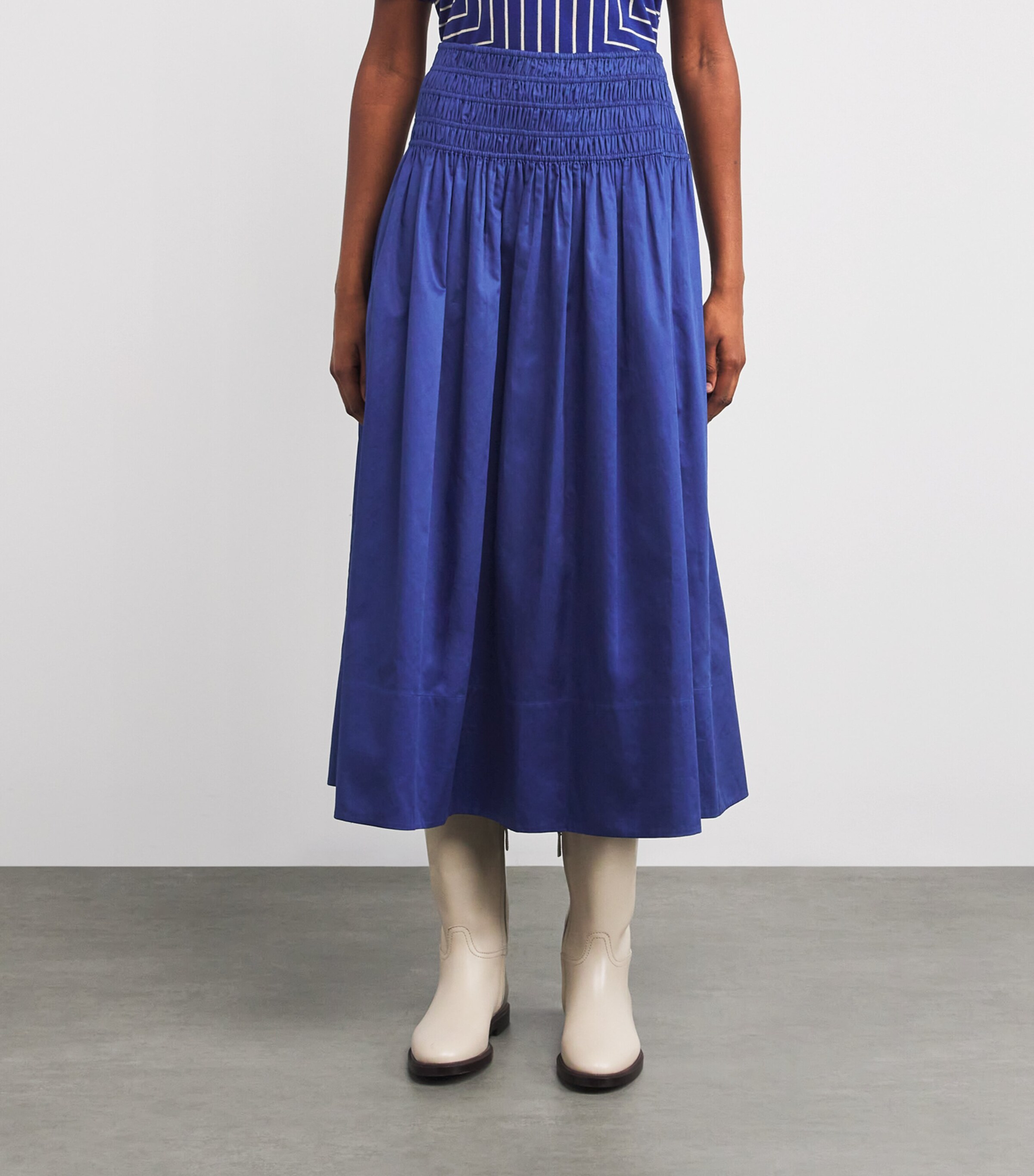 Joseph Womens Cotton Leonie Midi Skirt Cobalt Image 3