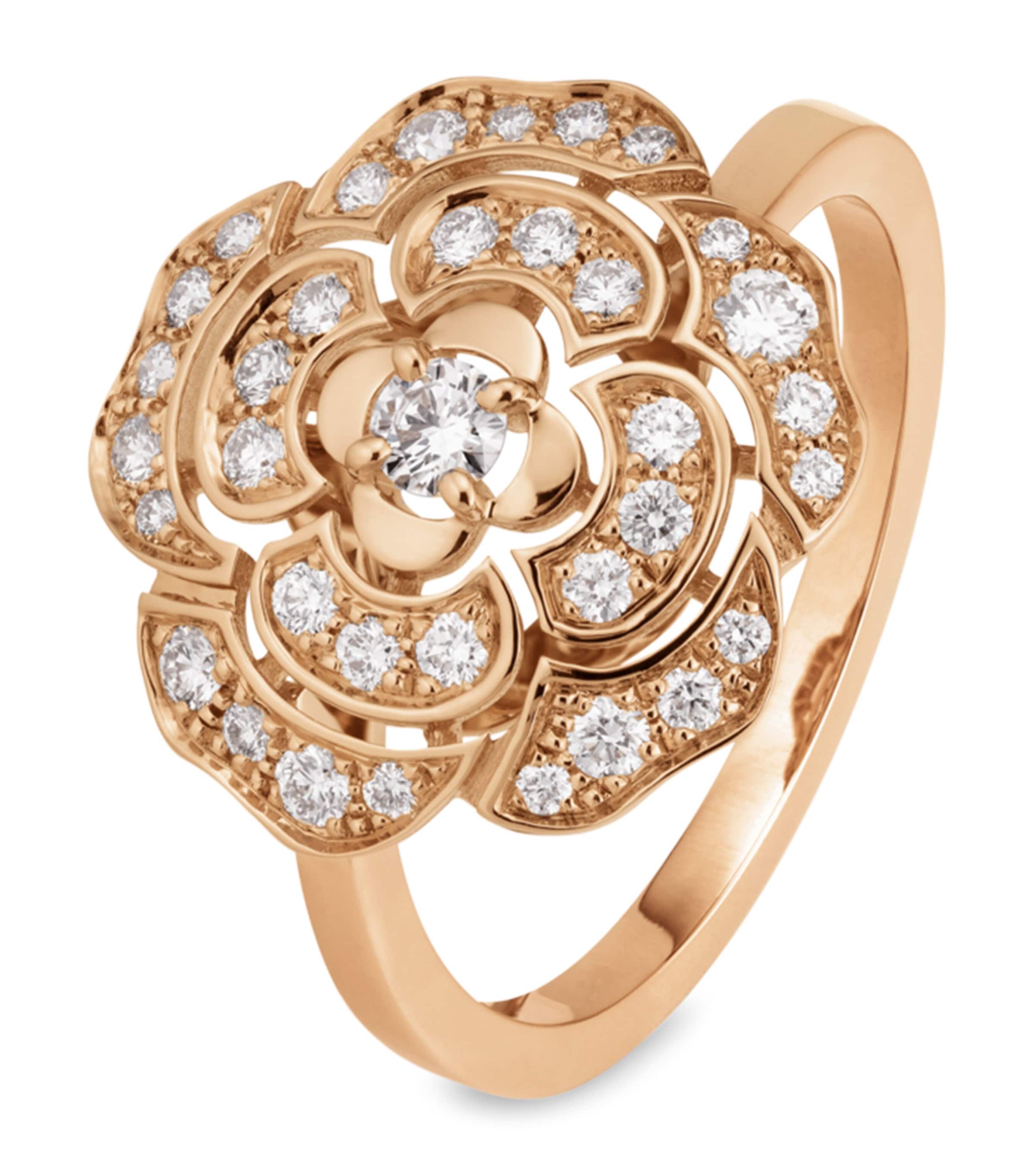 CHANEL Rose Gold and Diamond Bouton de Camélia Ring Rose Gold Image 1