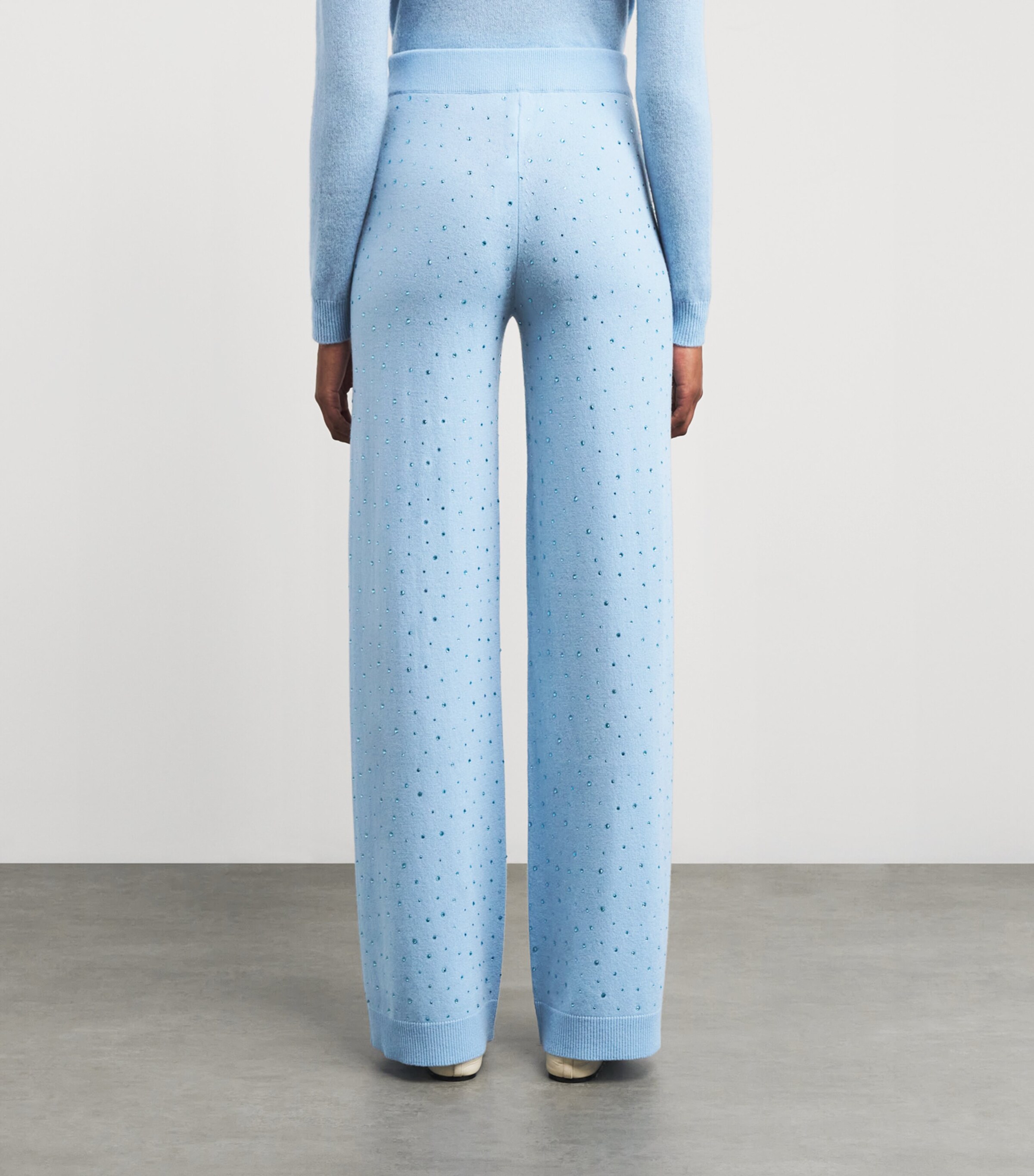 Allude Womens Wool-Cashmere Crystal-Embellished Trousers Blue Image 4