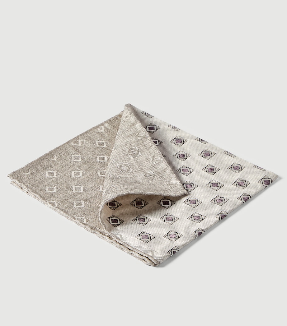 Brunello Cucinelli Silk Geometric Square Pocket Square Image 3