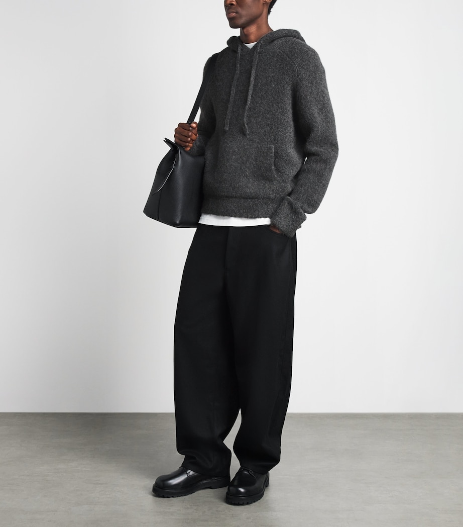 Samsøe Samsøe Mens Alpaca-Blend Sajob Hoodie Dark Grey Mel. Image 2