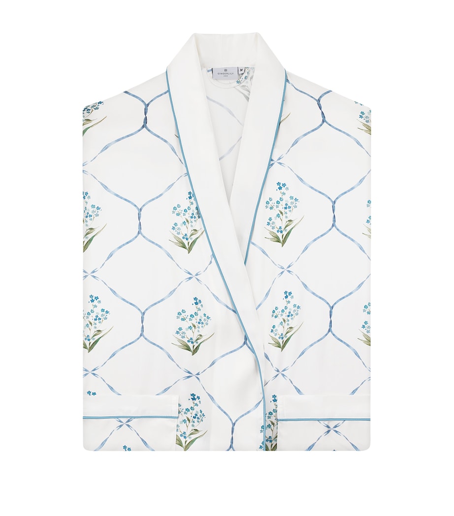 x Memo Press Silk Floral Robe (Large) BLUE/IVORY Image 2