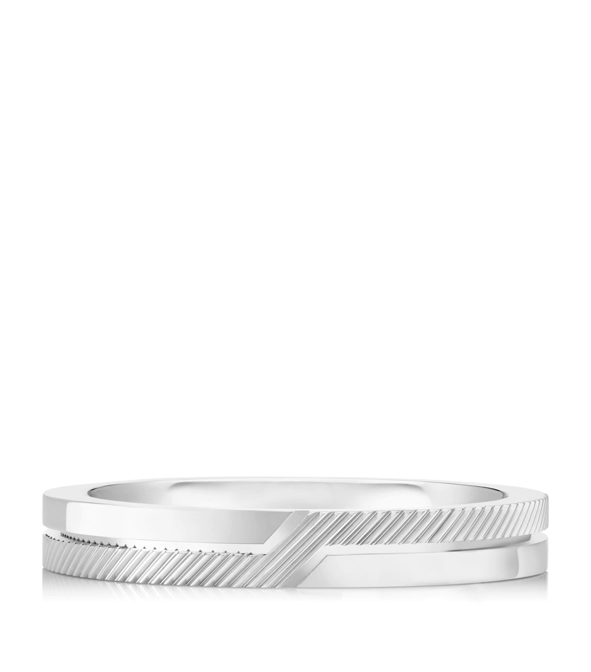 Shop De Beers White Gold Half Textured Promise Ring In Silver