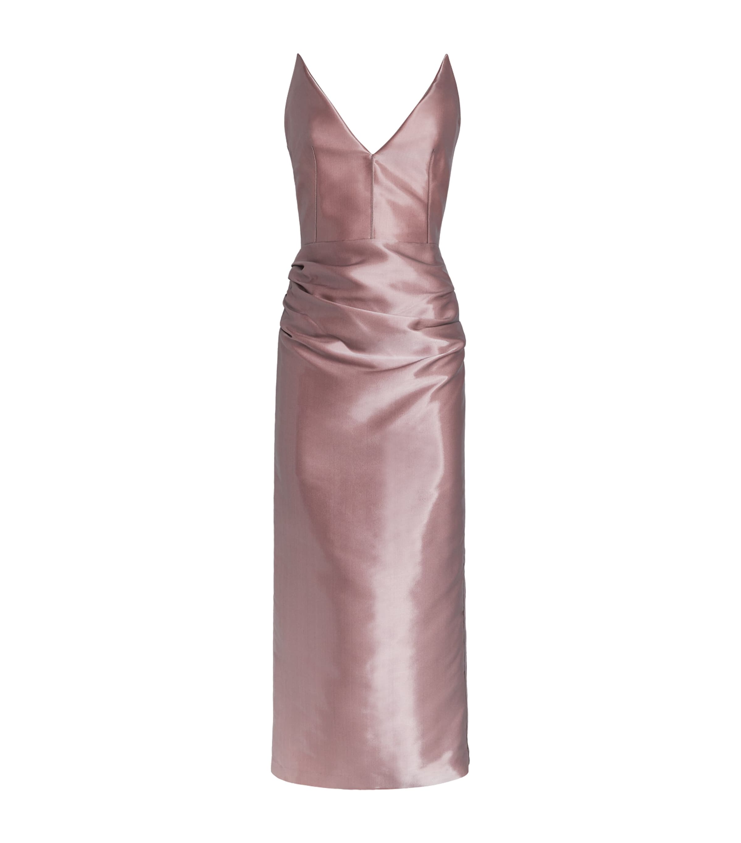 Maticevski Womens Satin Saucy Minx Midi Dress Smoke Pink Image 1