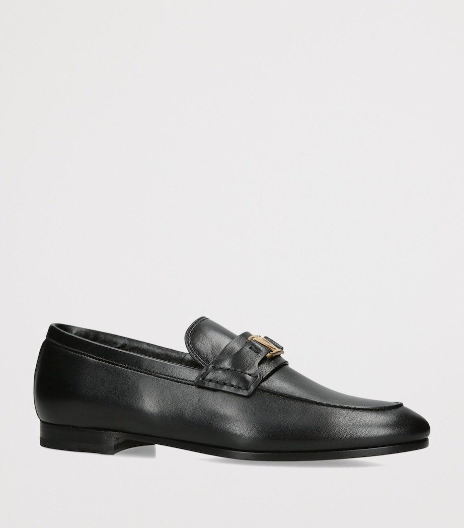 Valentino Garavani Leather VLogo Loafers Black Image 2