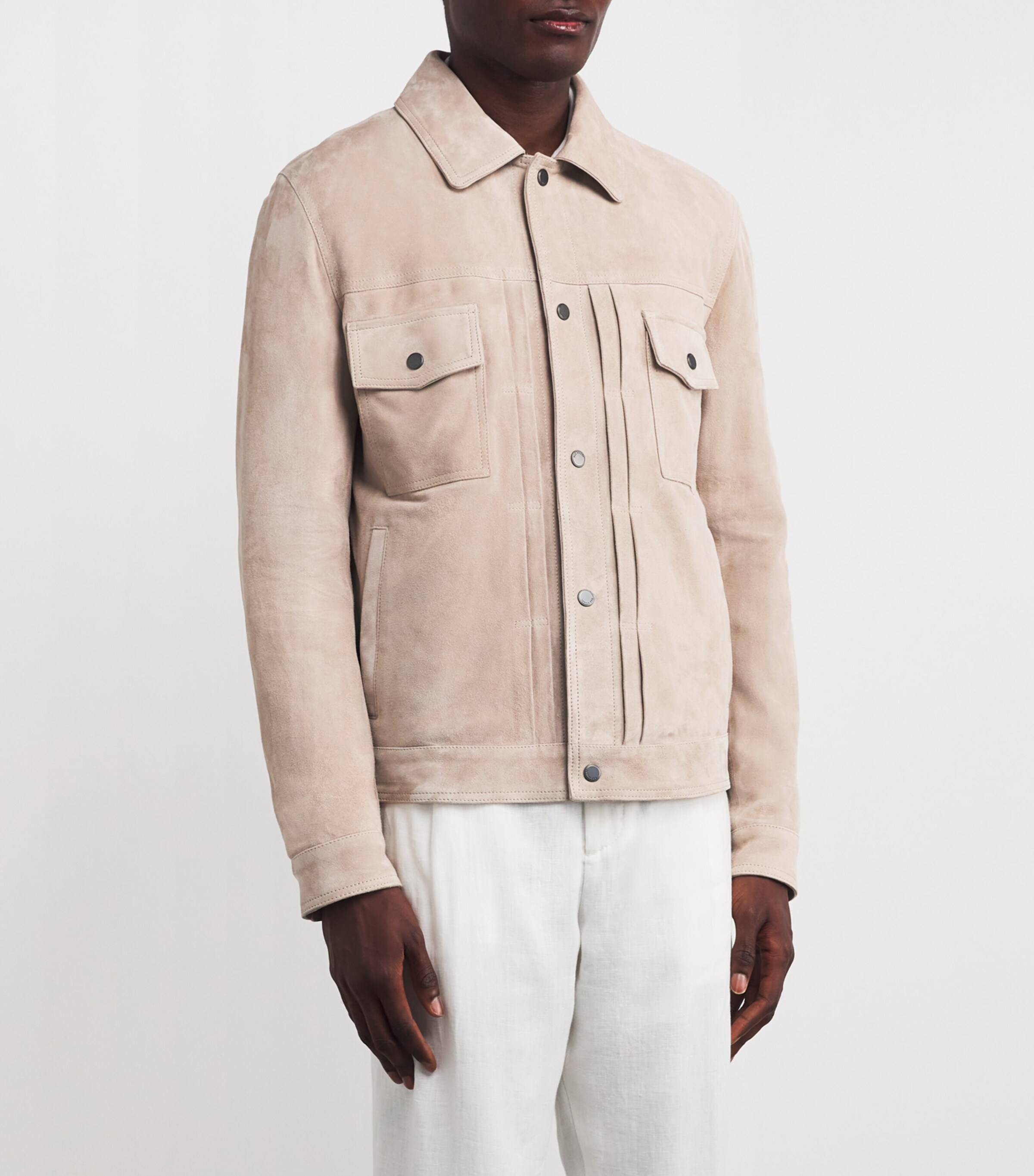 Pal Zileri Mens Suede Shirt Jacket Natural Image 3