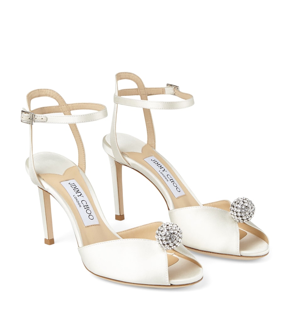 Sacora 85 Satin Sandals IVORY/CRYSTAL Image 3