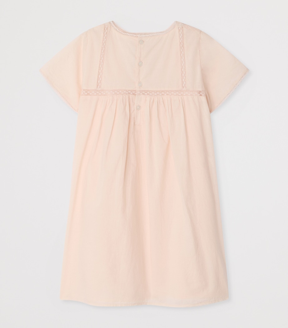 Bonpoint Cotton Embroidered Dress (10-14 Years) Rose Petale Image 2