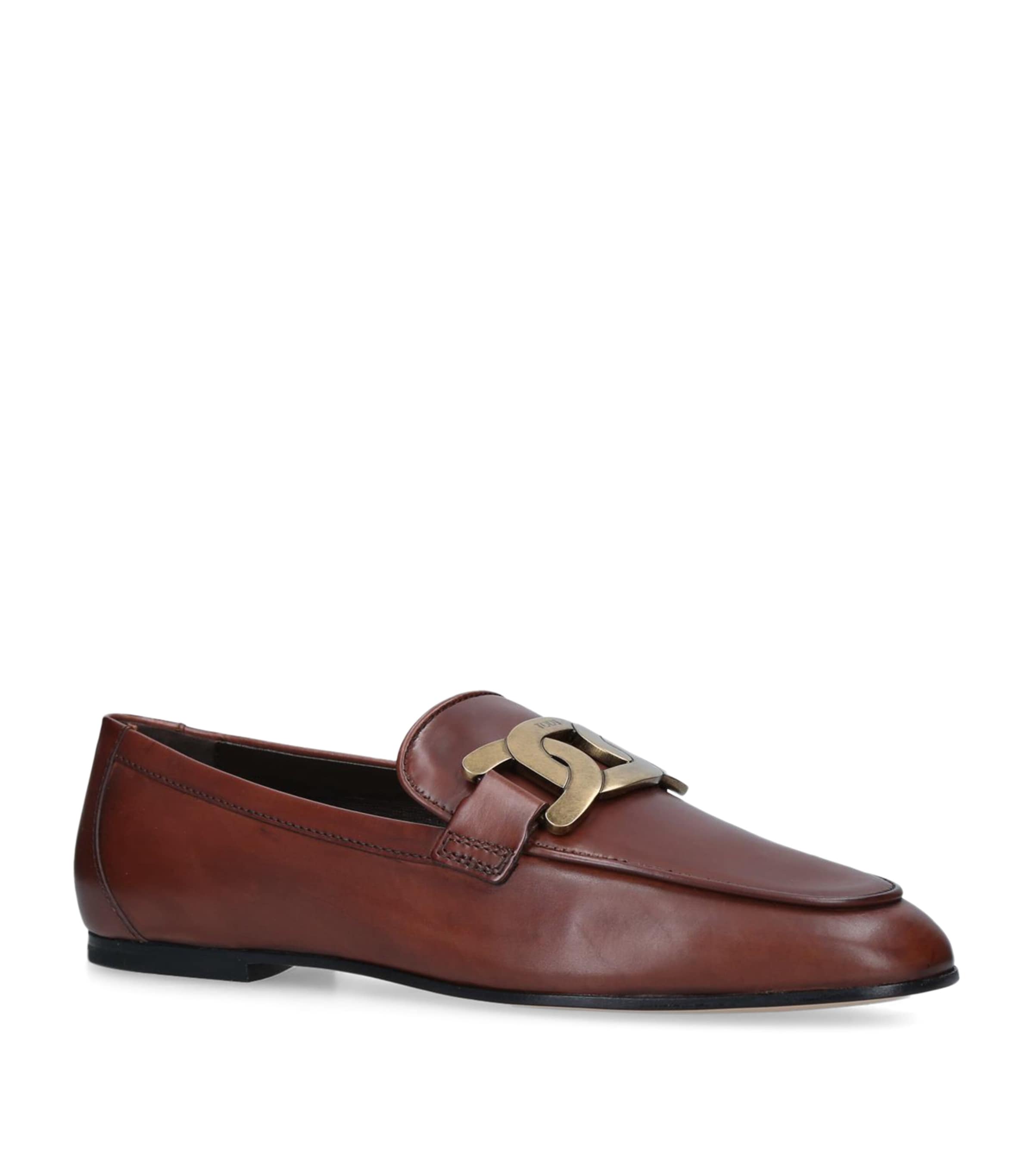 Shop Tod's Chain-bit Loafers In Brown