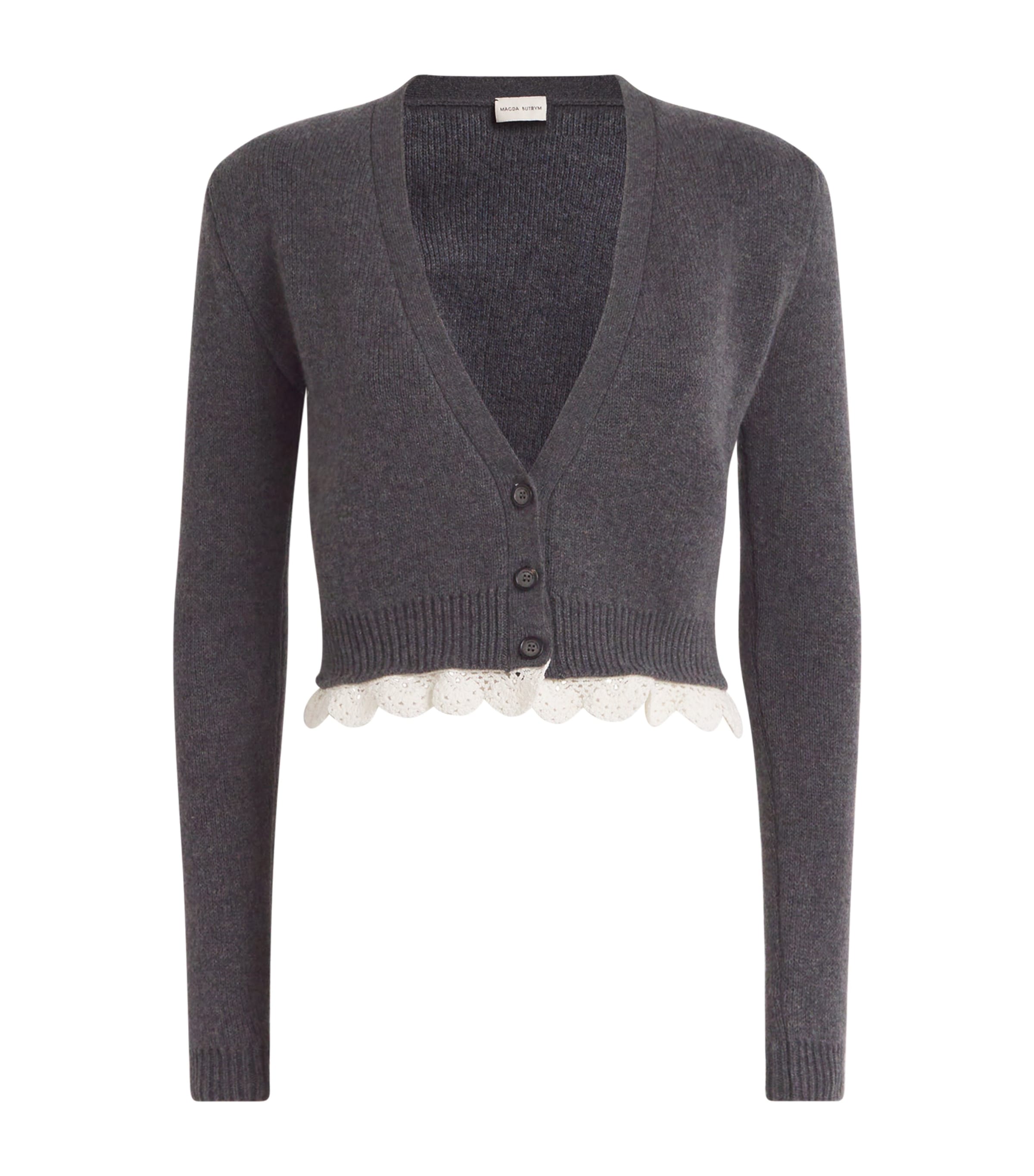 MAGDA BUTRYM CASHMERE LACE-TRIM CARDIGAN