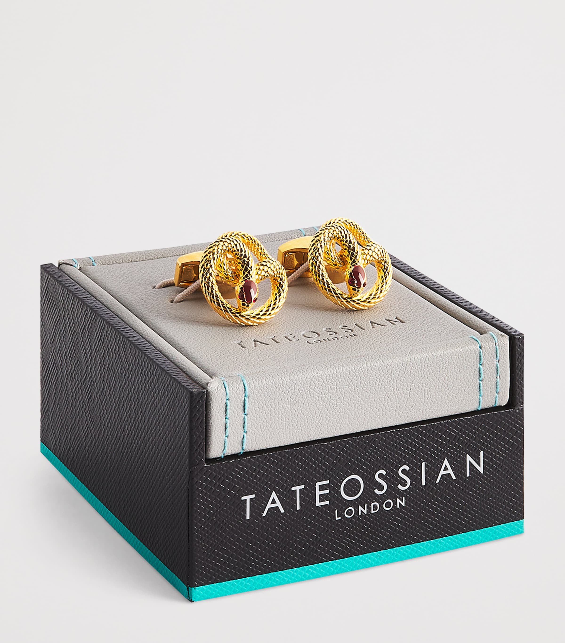 Gold-Plated Enamel-Detail Viper Cufflinks YELL GLD COLOUR Image 3