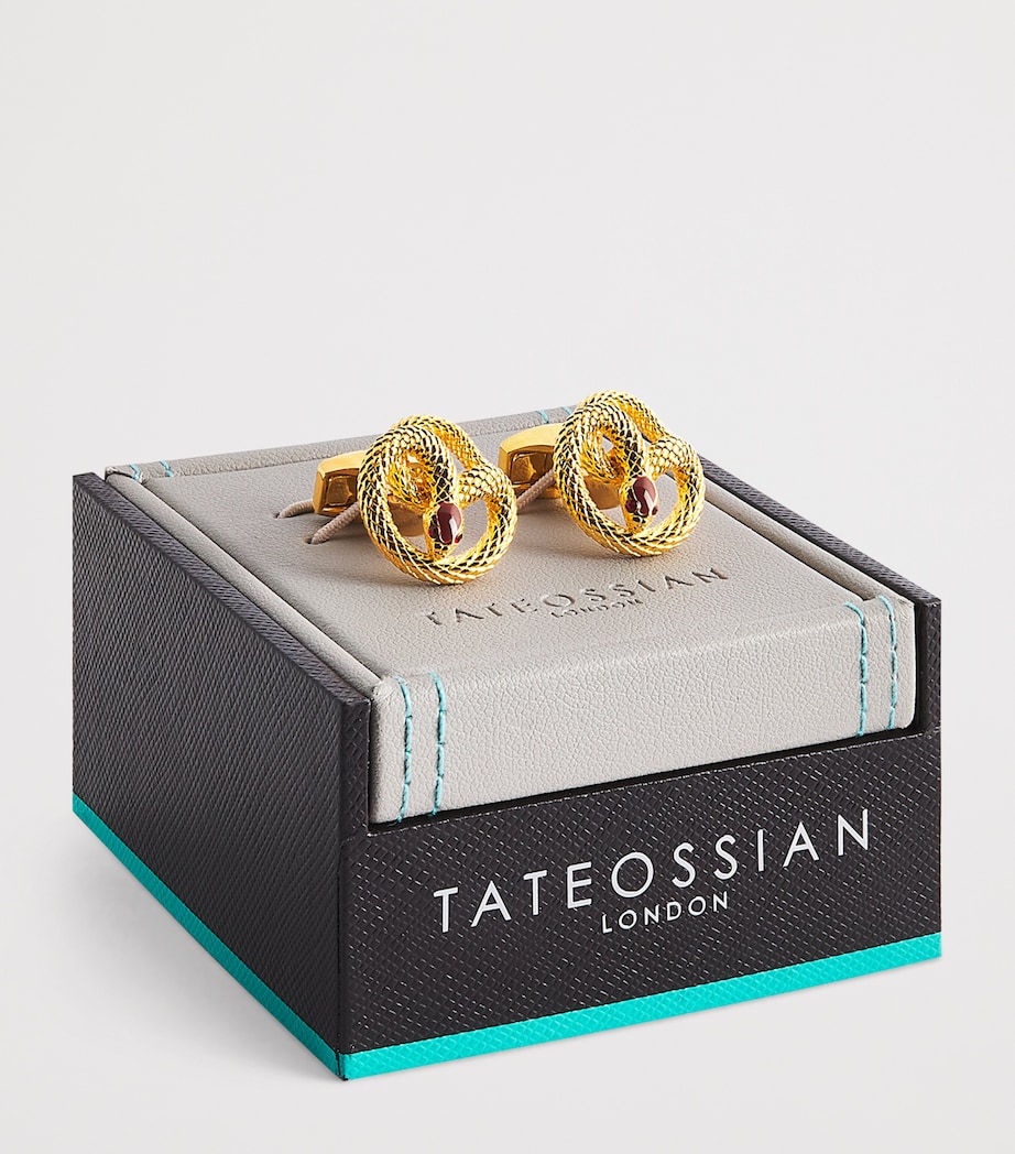 Gold-Plated Enamel-Detail Viper Cufflinks YELL GLD COLOUR Image 3