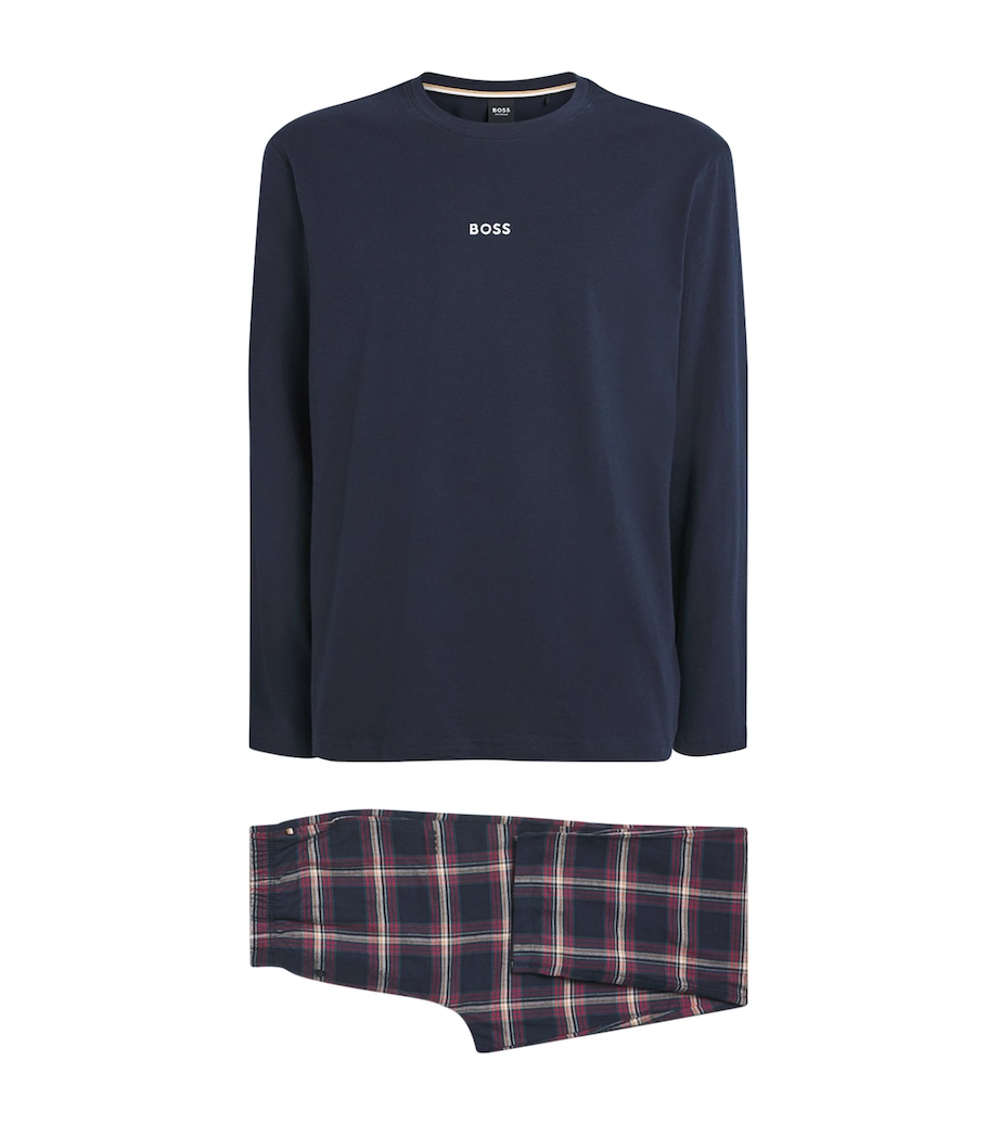 Cotton-Blend Check Pyjama Set 460 OPEN BLUE Image 1