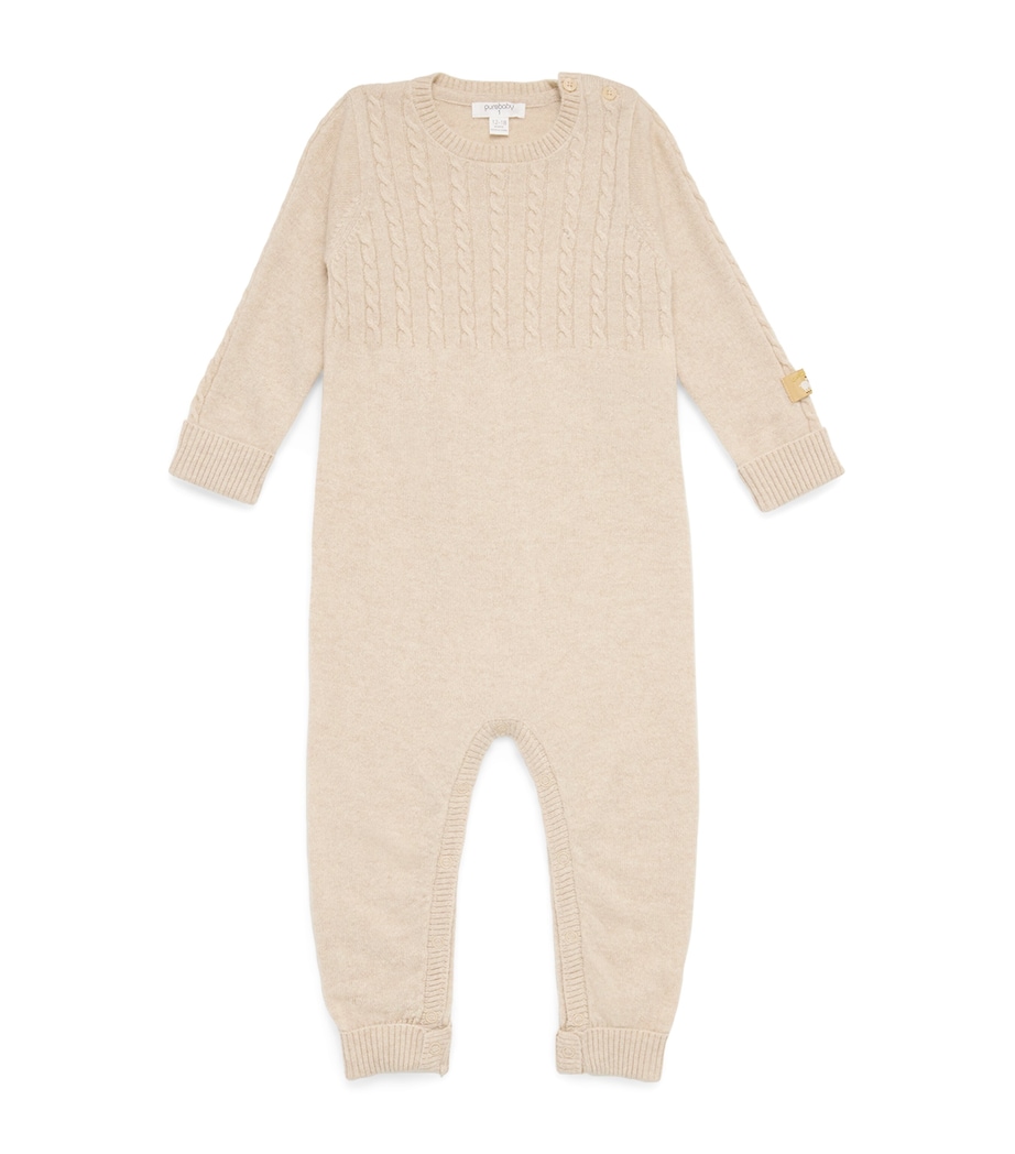 Cashmere Cable-Knit All-In-One (0-18 Months) CAMEL MELANGE Image 1