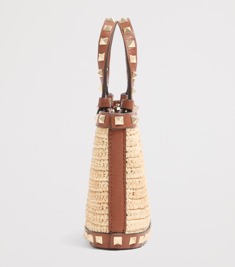 Valentino Garavani Mini Straw Rockstud Top-Handle Bag Image 3