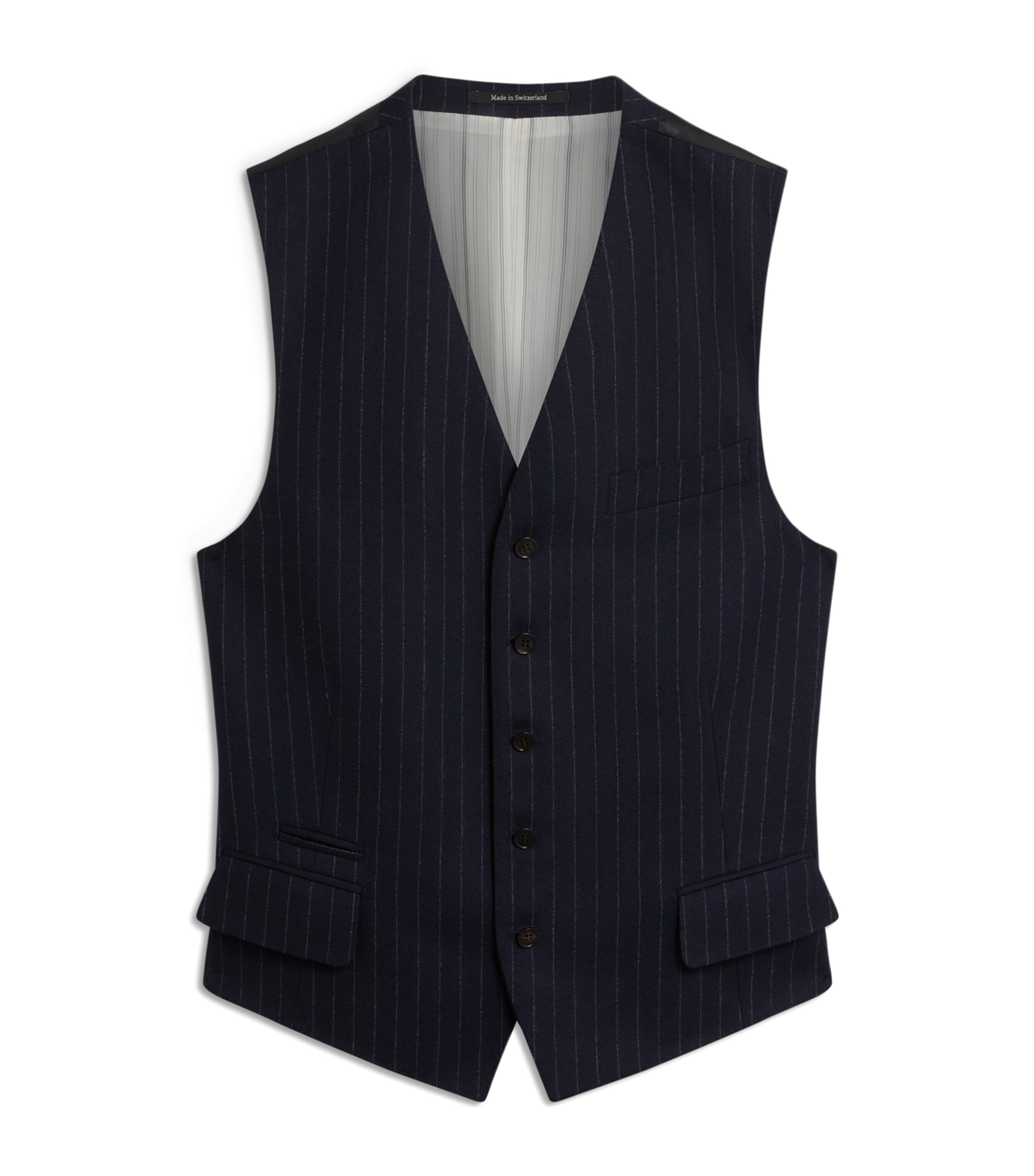 Merino Wool Chalkstripe Waistcoat 416HOUSE NAVY Image 1