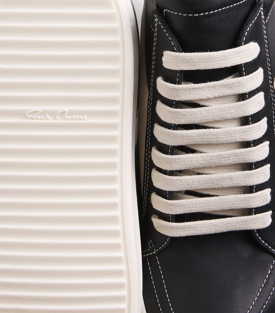 Rick Owens Leather Vintage Sneakers Black/milk Image 7