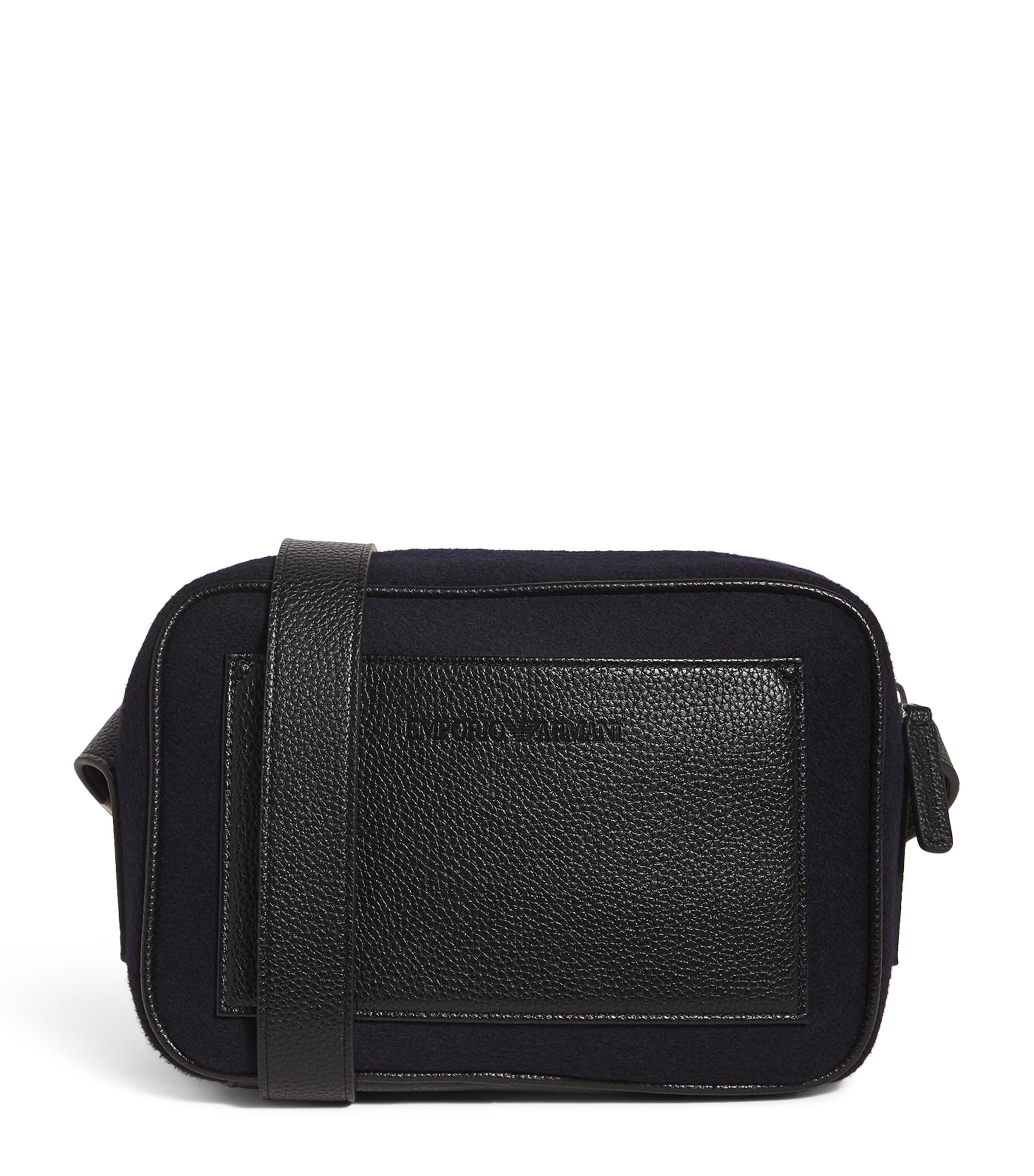 Emporio Armani Wool Felt Cross-body Bag In Blue