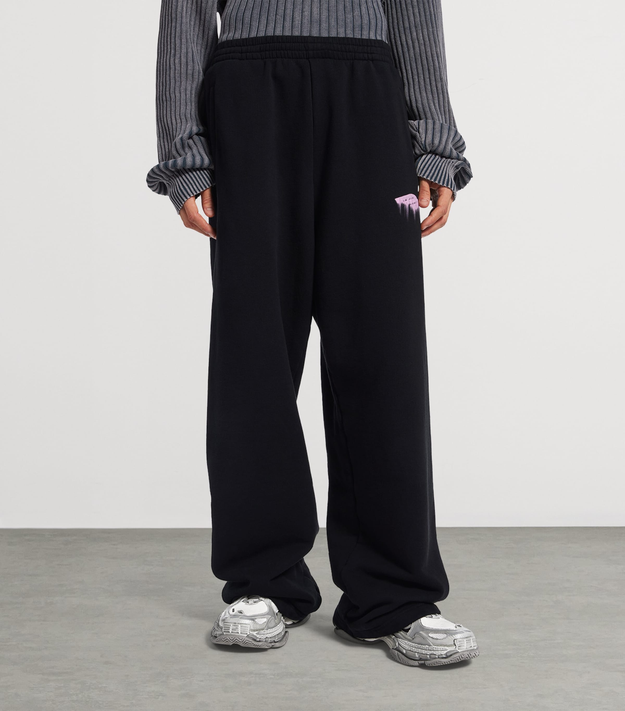Balenciaga Black Cotton Wet Brush Baggy Sweatpants | Harrods US