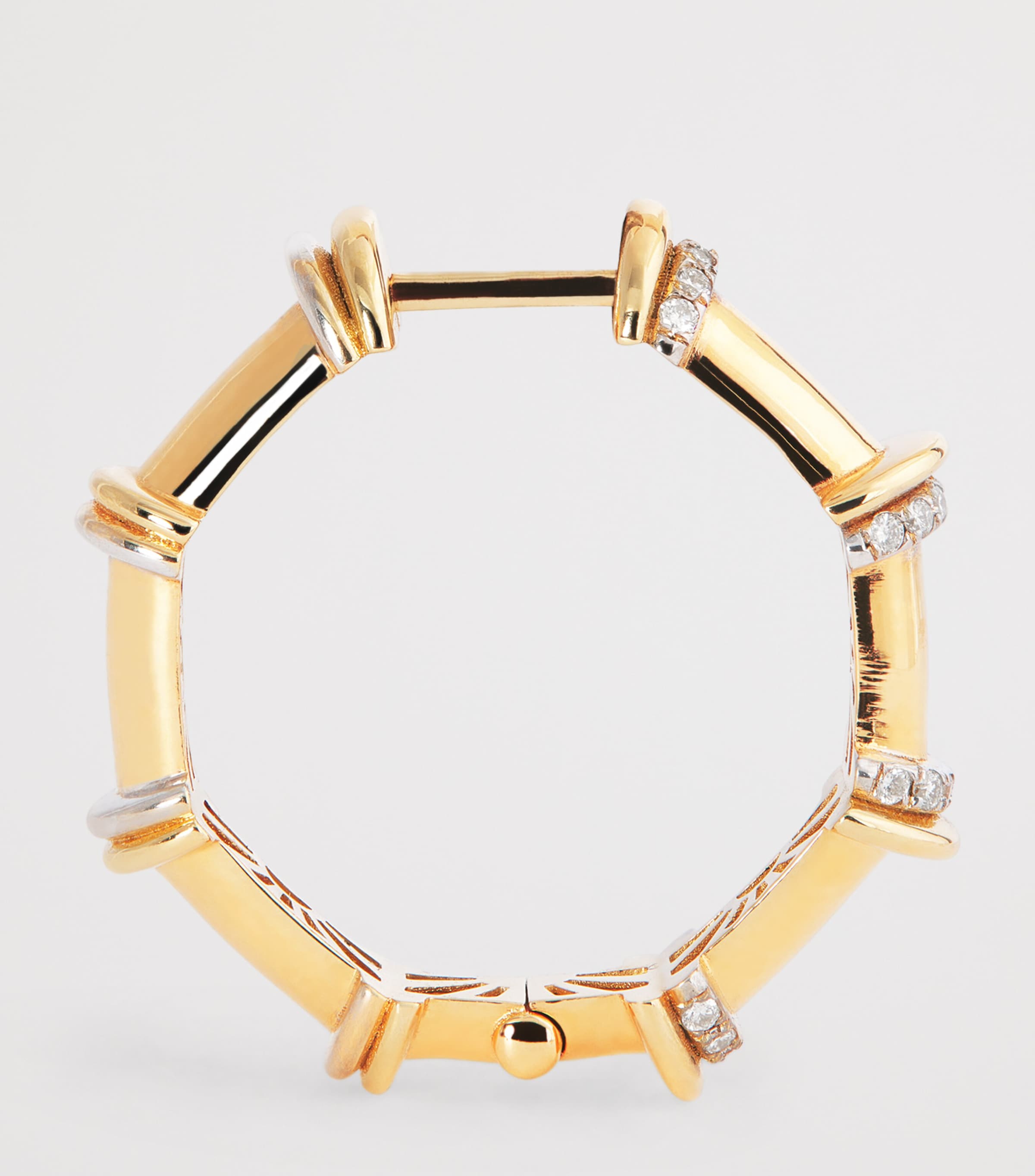 Yellow Gold and Diamond Warrior N*93 Hoop Earrings YELLOW GOLD Image 5