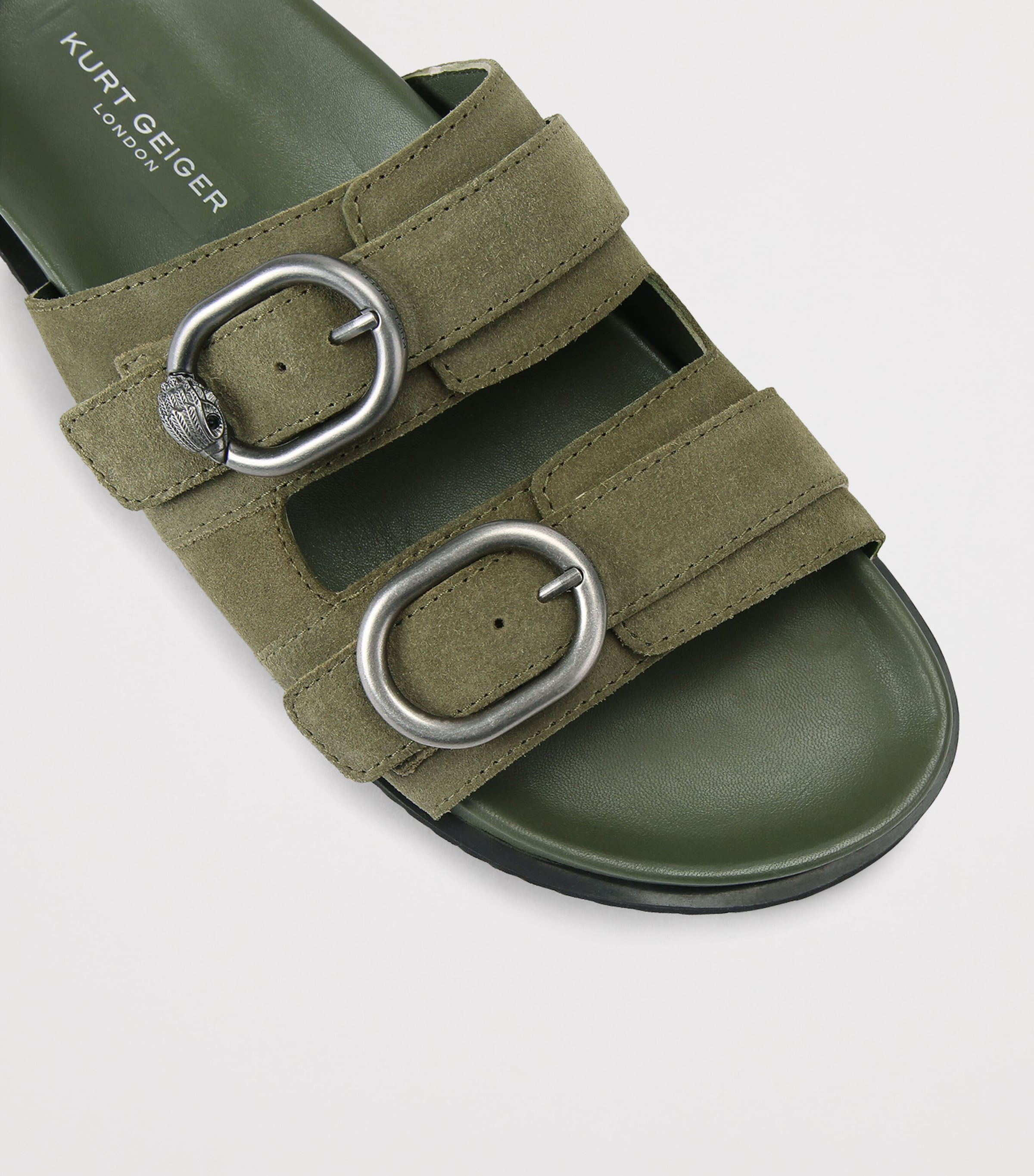 Kurt Geiger London Suede Bancroft Sandals Khaki Image 2