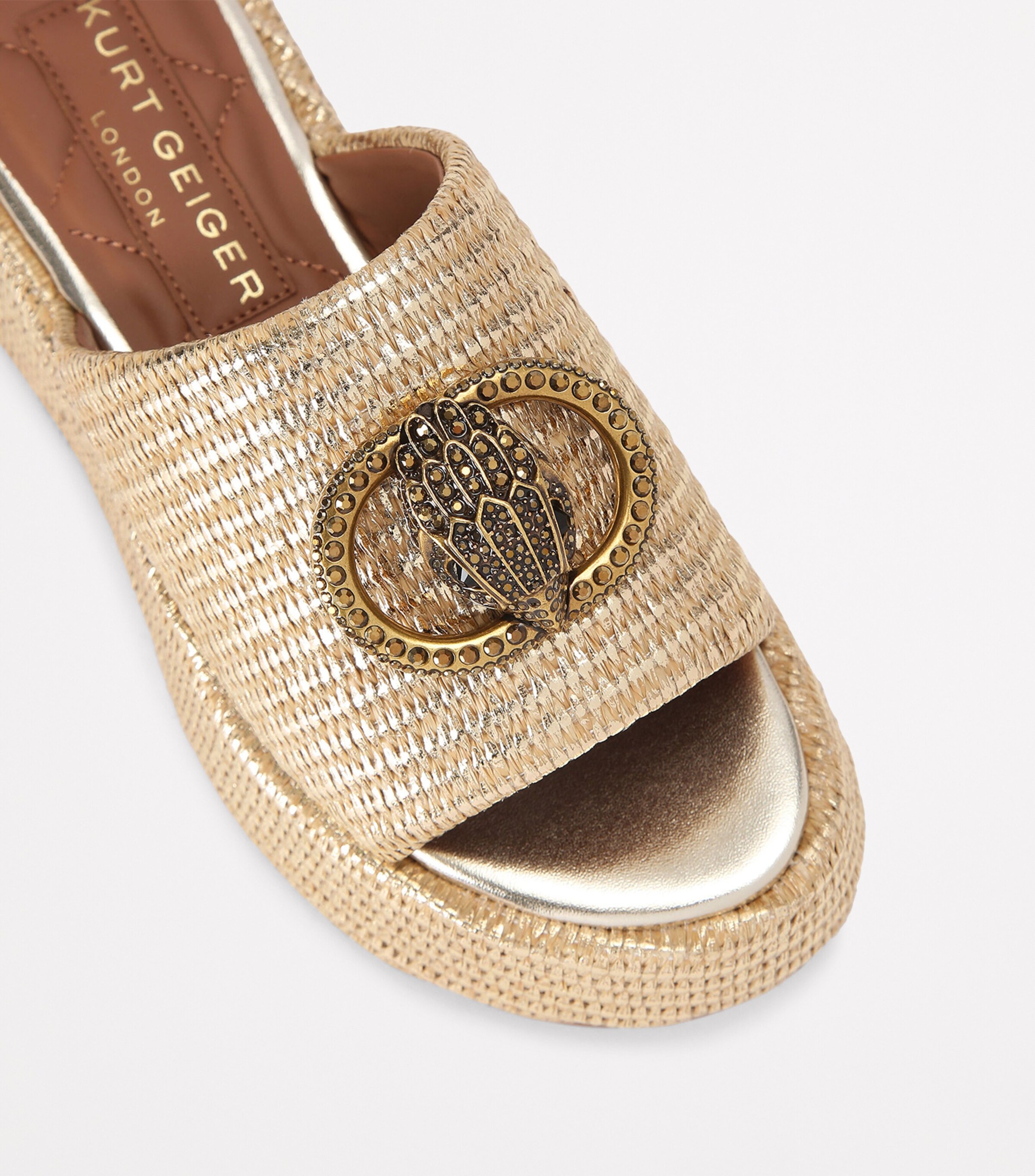 Kurt Geiger London Woven Chelsea Flatform Mules Beige Comb Image 3