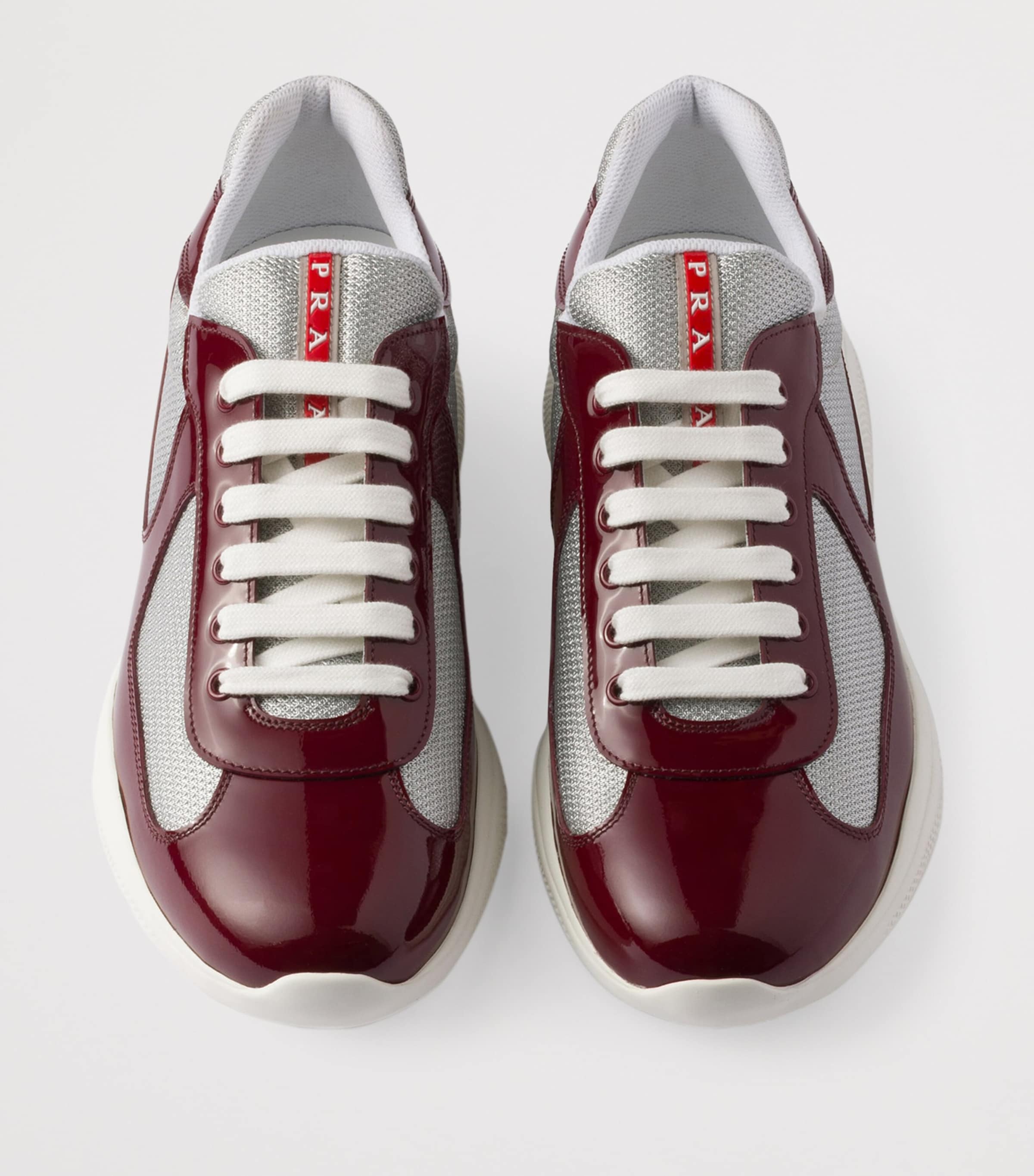 Prada Burgundy Patent Leather-Blend America's Cup Sneakers