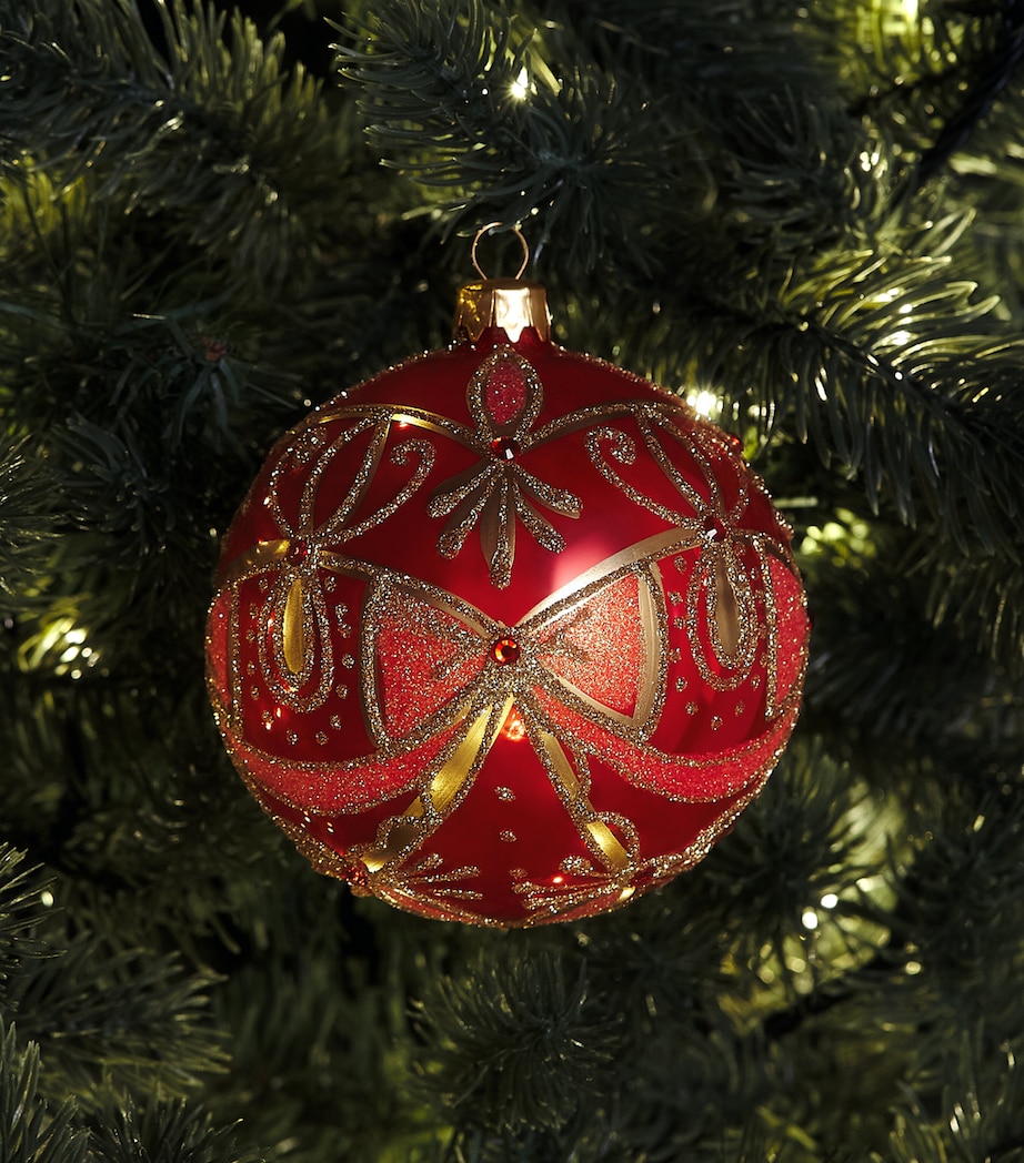 Harrods Metallic Bow Bauble Coral Red Image 3