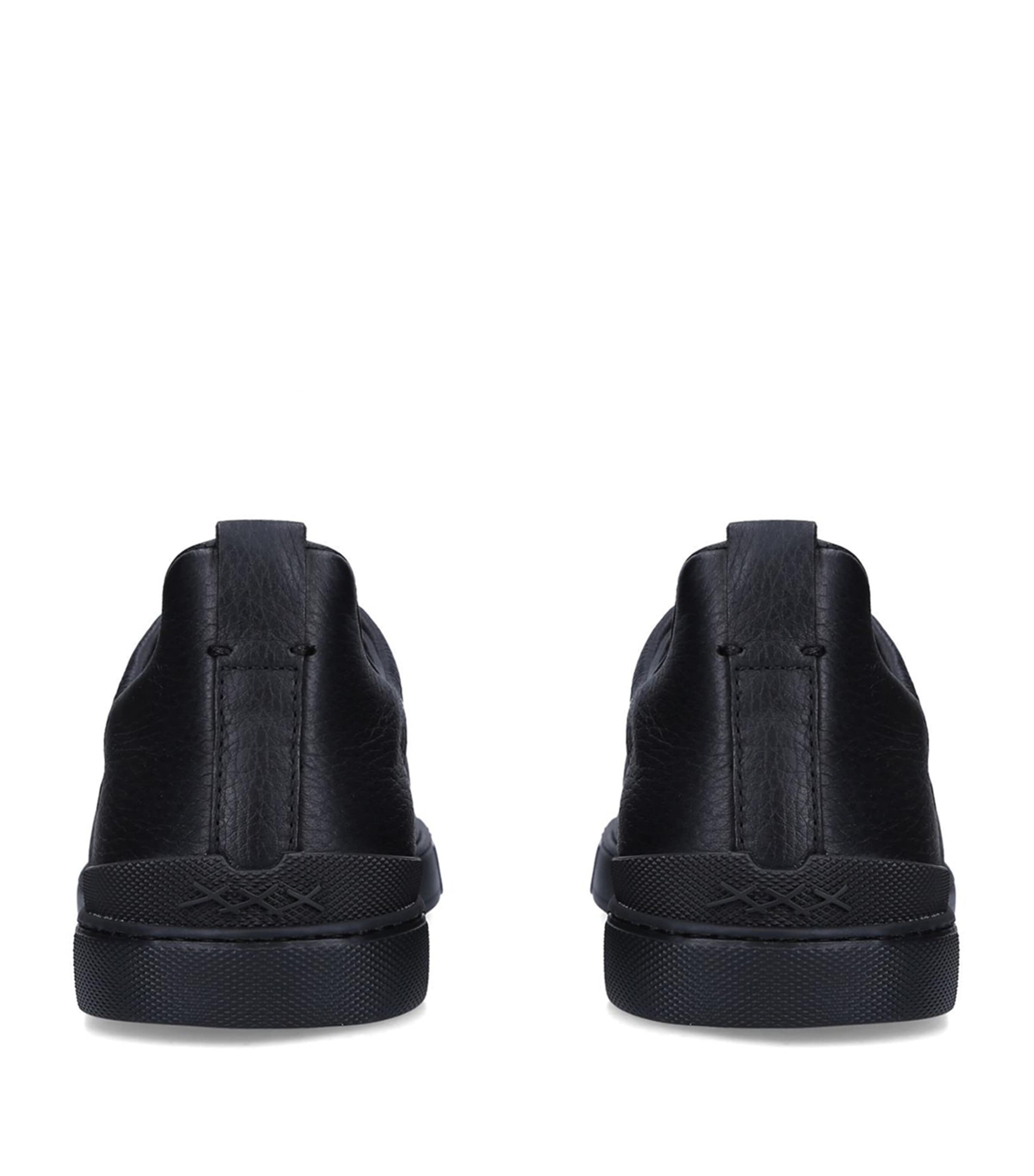 Leather Triple Stitch Sneakers BLACK Image 2