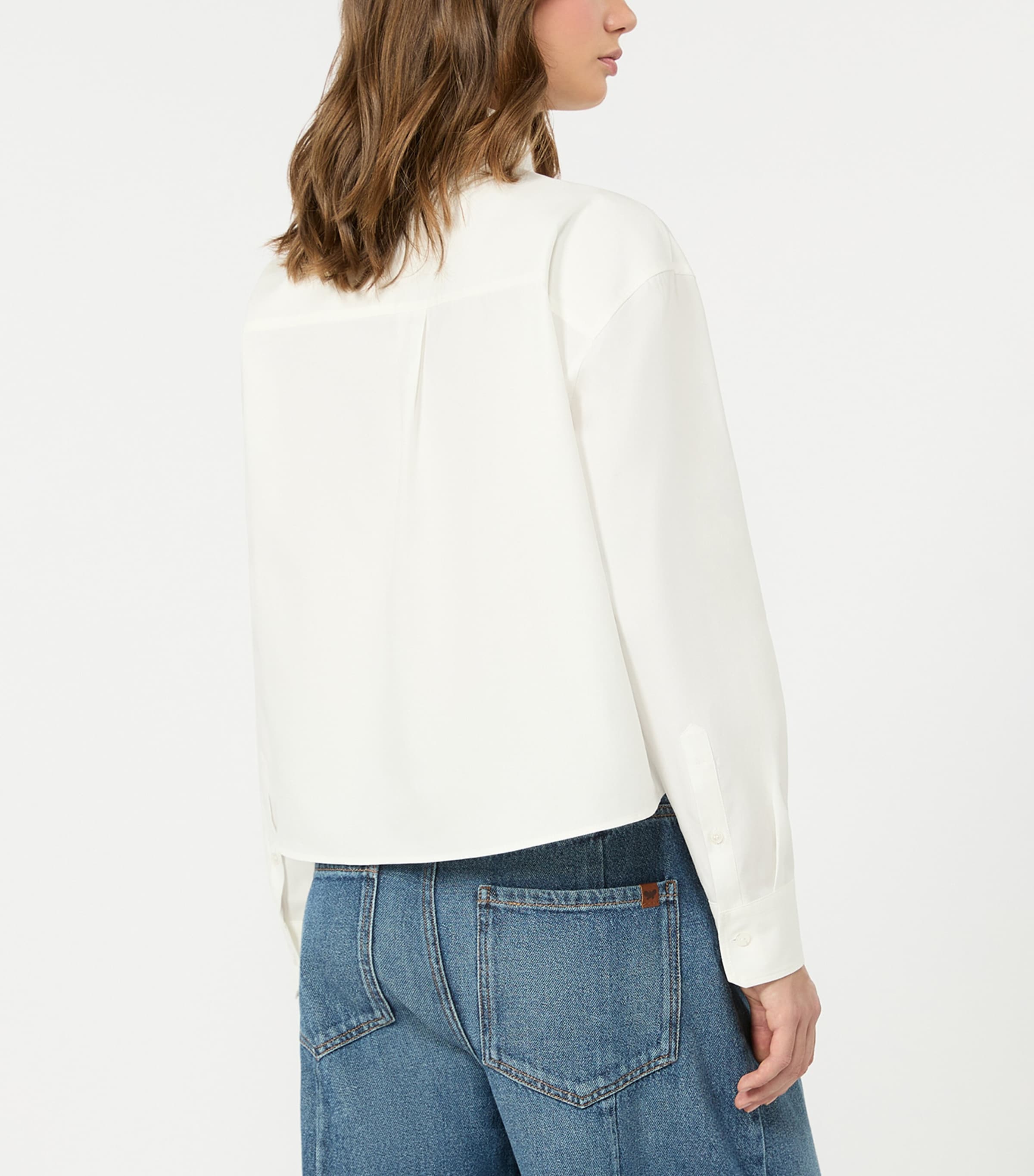 Weekend Max Mara Womens Cotton Cropped Shirt White Image 4