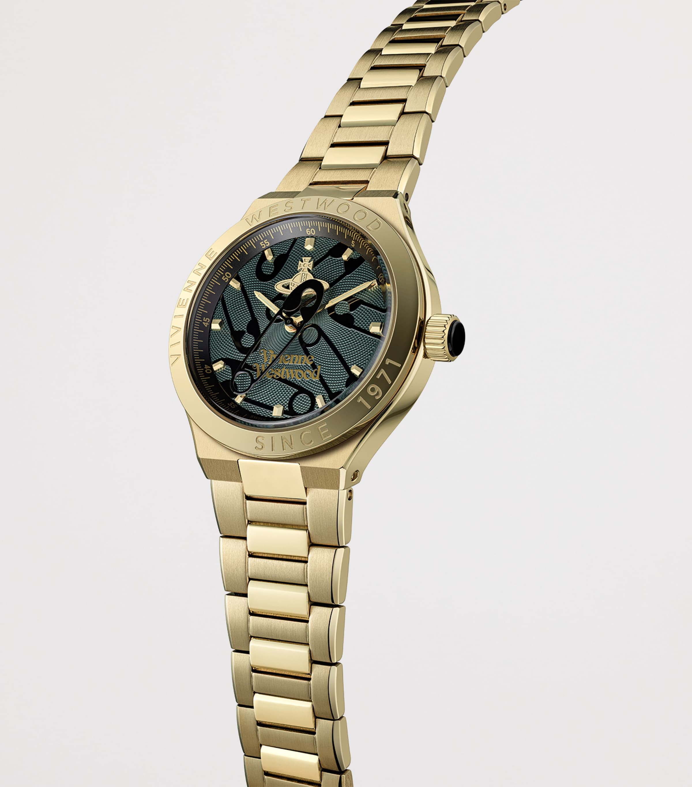 Vivienne Westwood Stainless Steel Berwick Watch 37mm Grn Gld Image 2