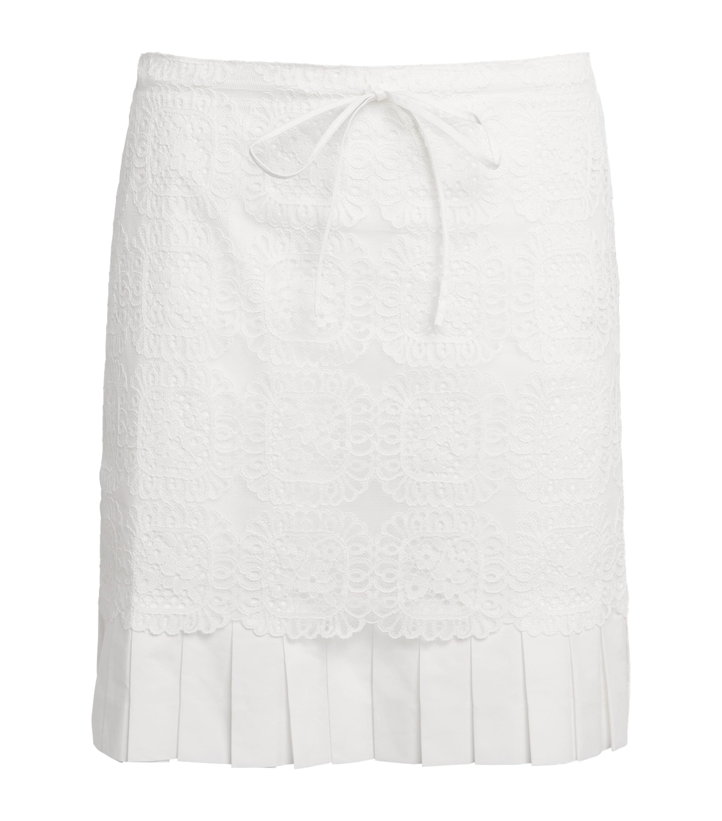 Claudie Pierlot Womens Lace Pleated Mini Skirt White Image 1